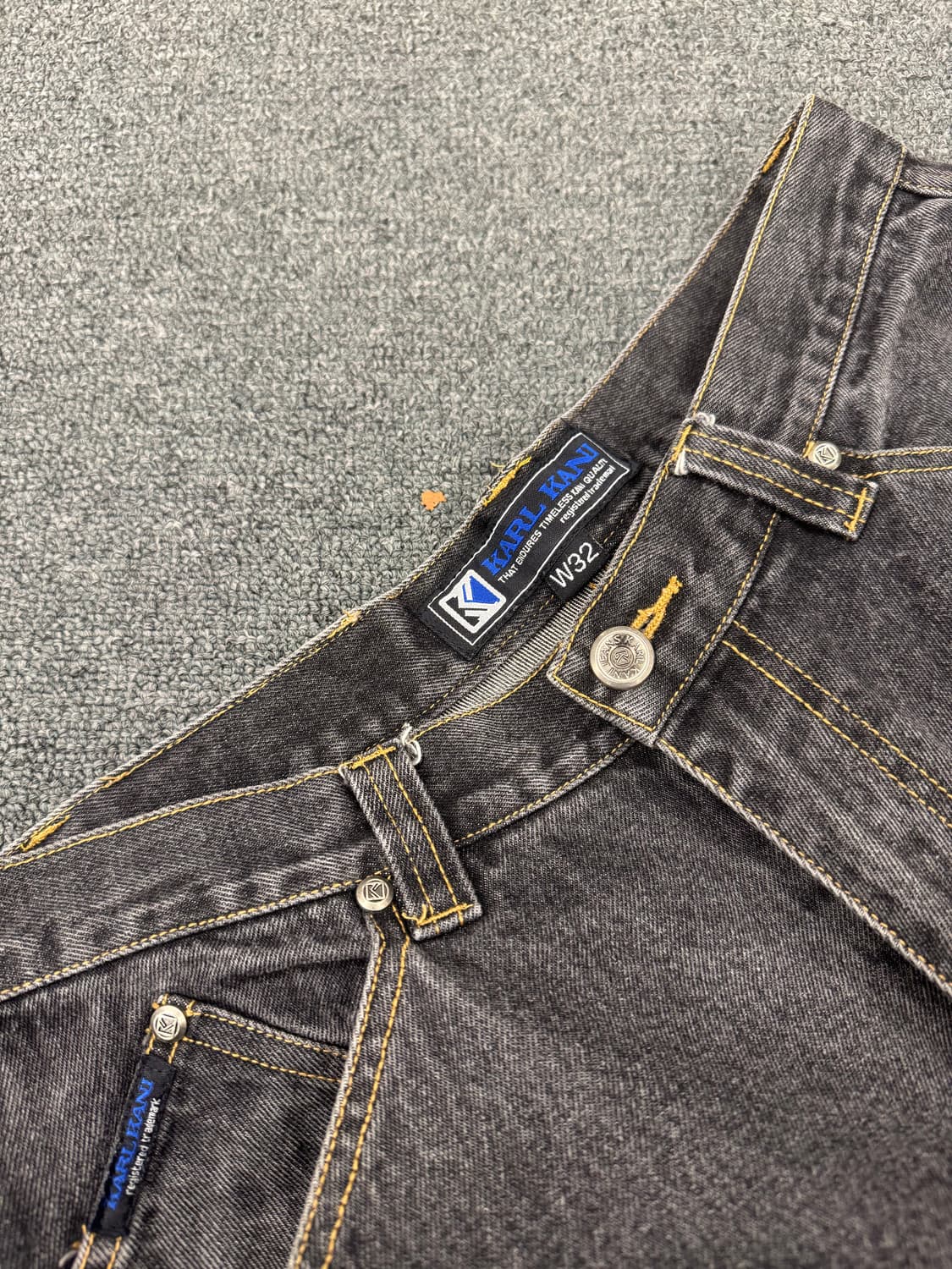 칼카니 빈티지 Y2K 자수 포인트 흑청 힙합팬츠 상품이미지3