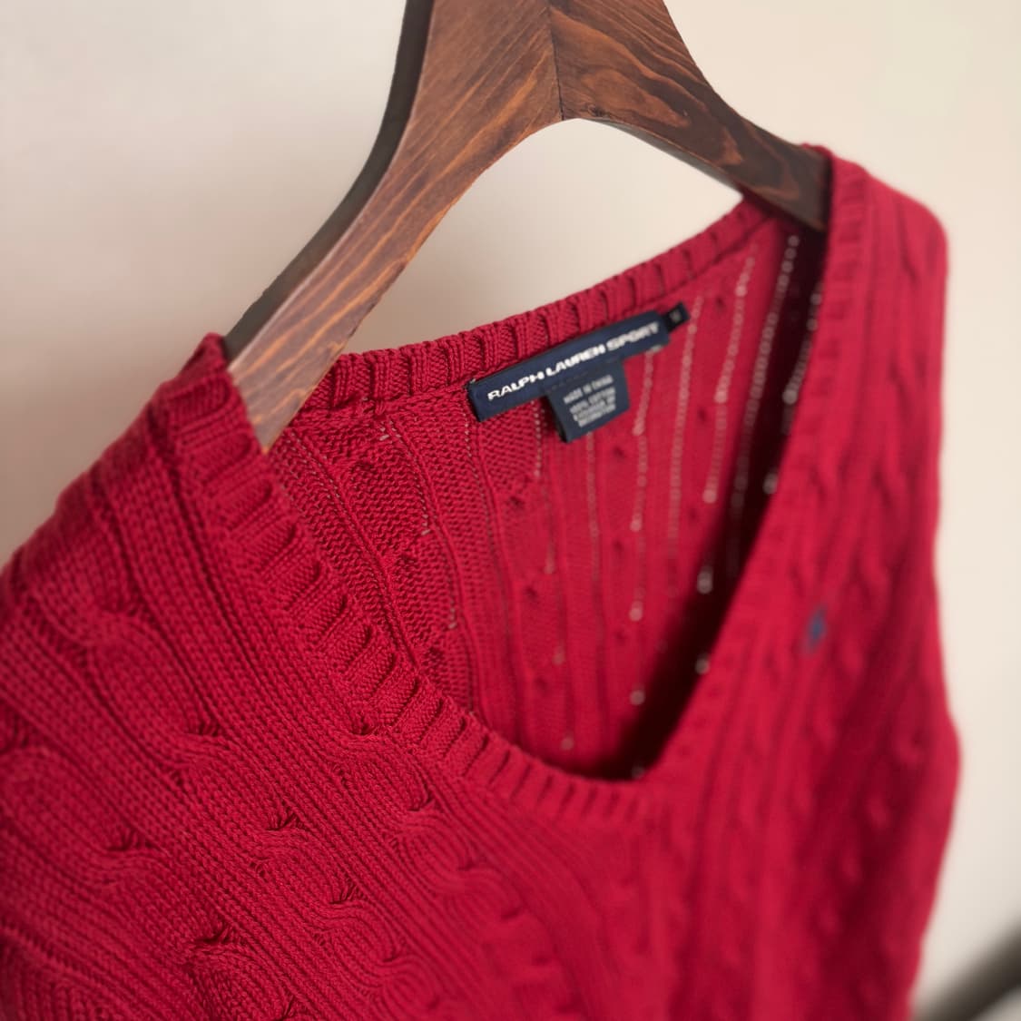 폴로 랄프로렌 여성 M 66 케이블 니트 레드 정품 수입 상품이미지4