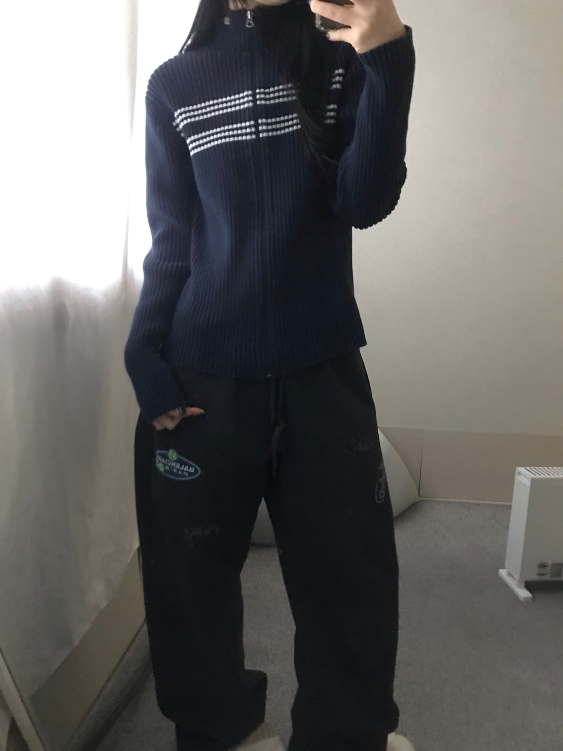 폴로 네이비 딱붙핏 니트집업 상품이미지6