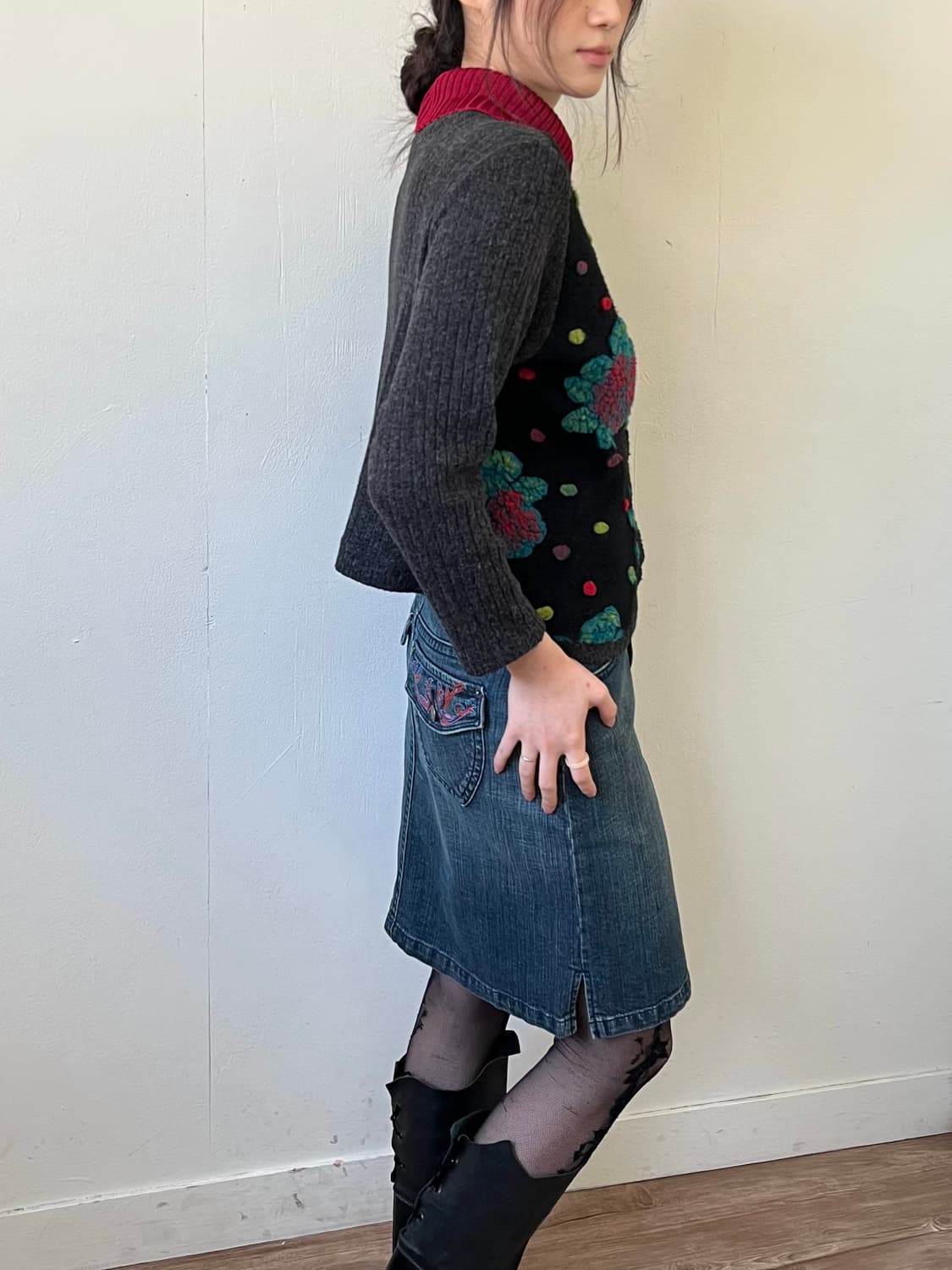 WiNDEL 플라워 아트 스웨터 가디건 상품이미지6