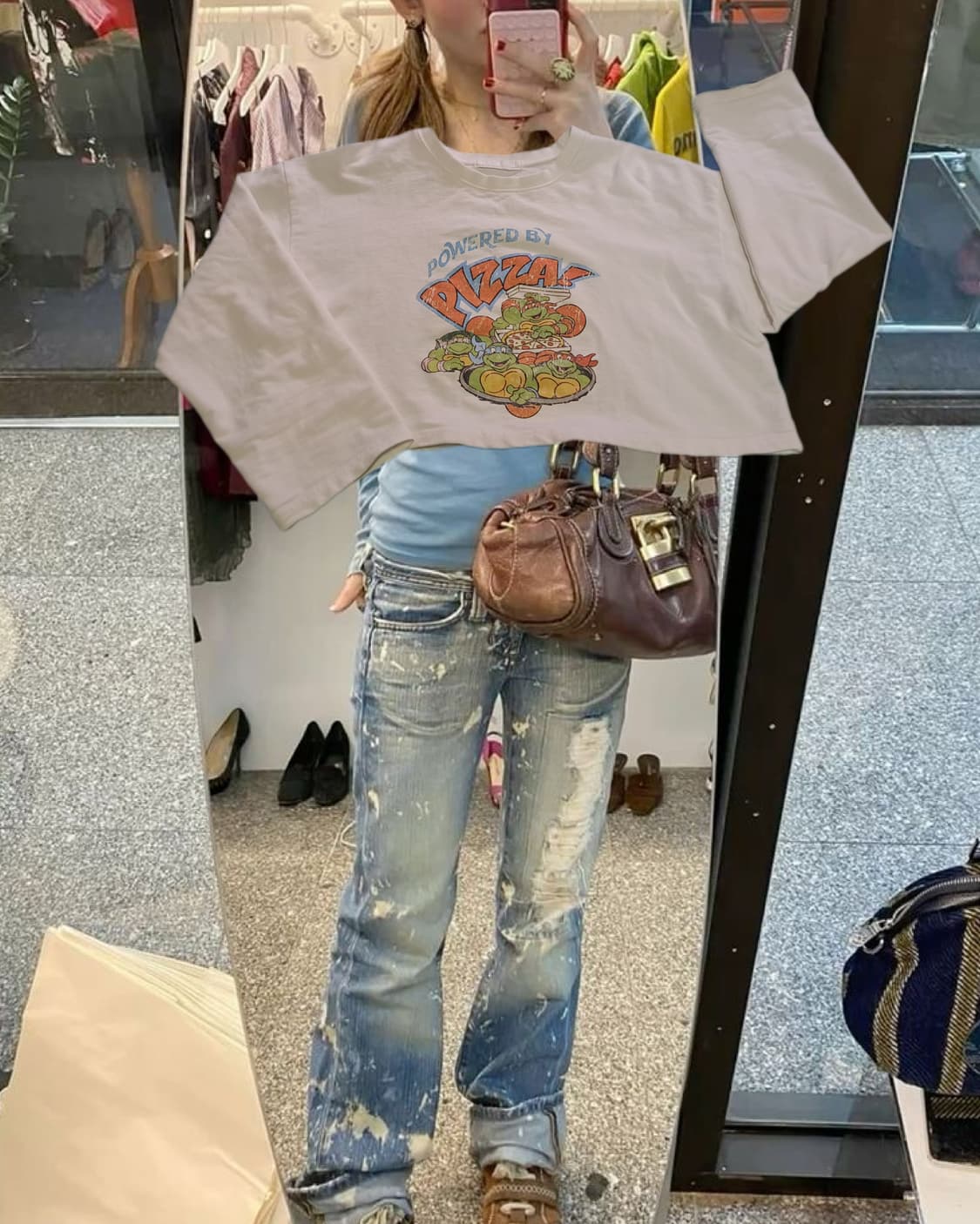 Y2K 닌자거북이 크롭 티셔츠 상품이미지1