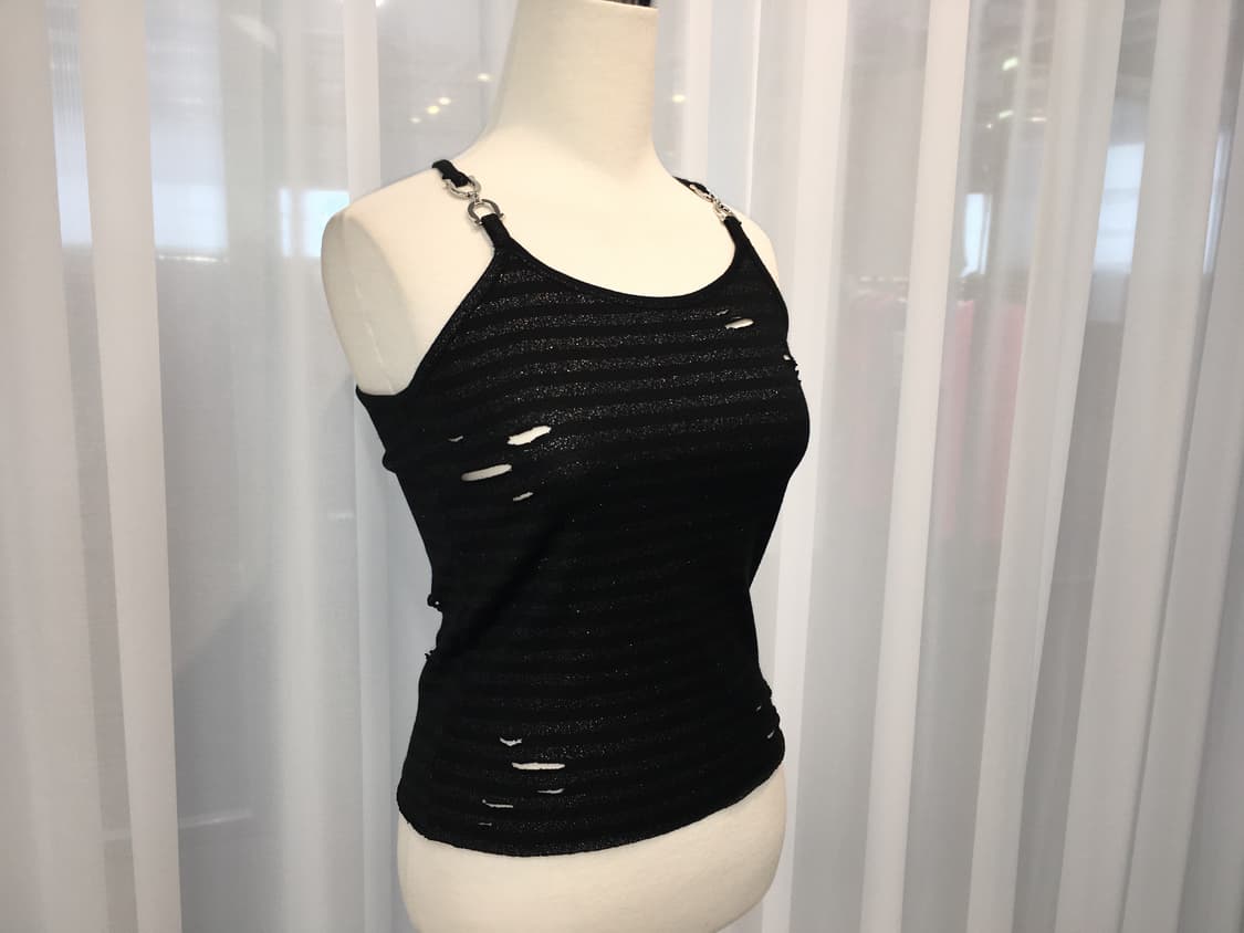 Striped Chain Damaging Sleeveless 상품이미지2