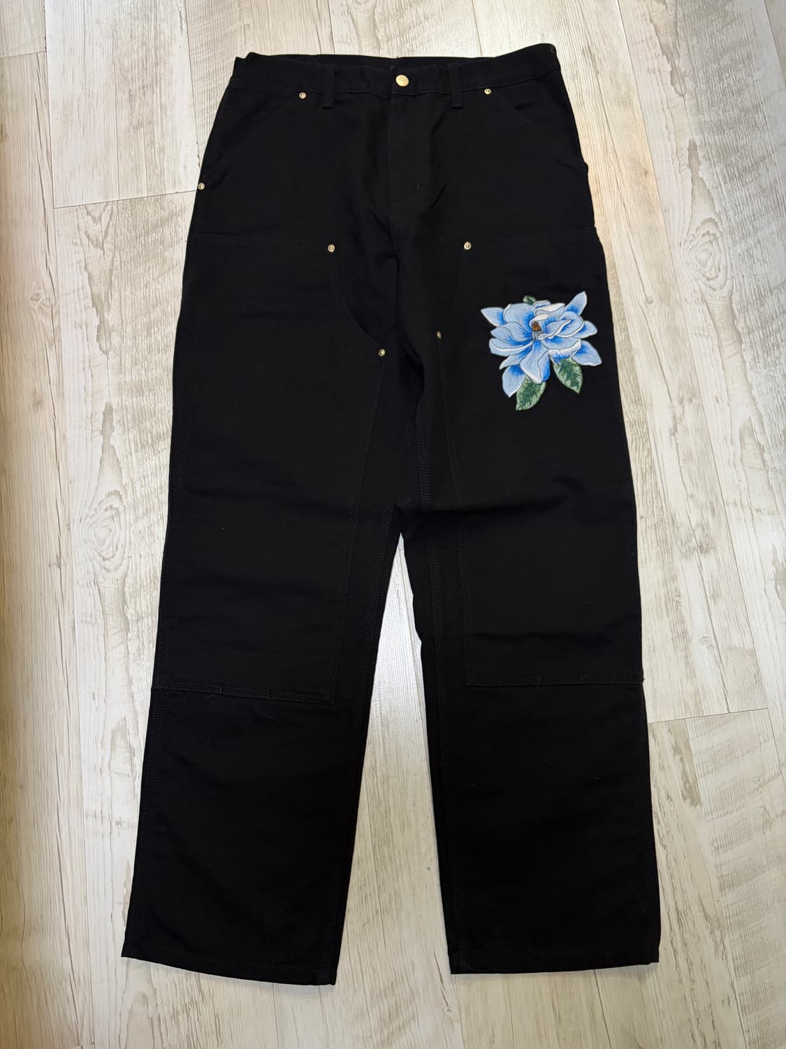 [M] Carhartt WIP x Awake NY 더블 니 팬츠 블랙 상품이미지1