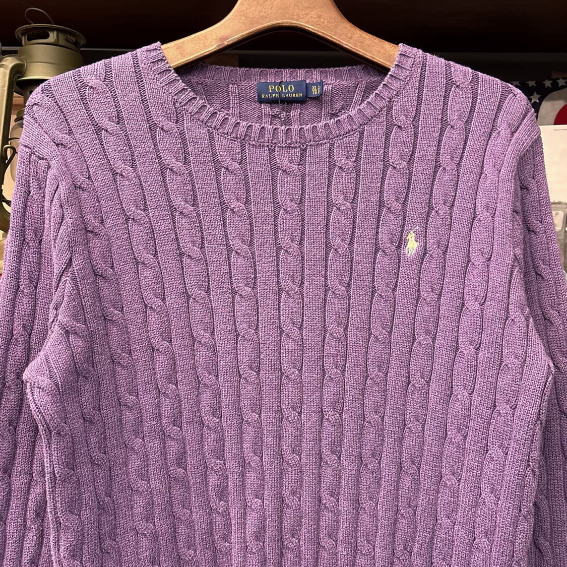 신형라벨 폴로 랄프로렌 크루넥 케이블 코튼니트 스웨터 보카시퍼플 N994 상품이미지3