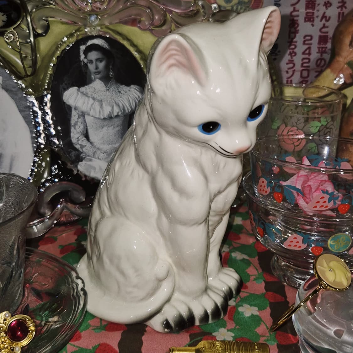 80s 카토 핸드메이드 포셀린 아기 고양이 장식 상품이미지7