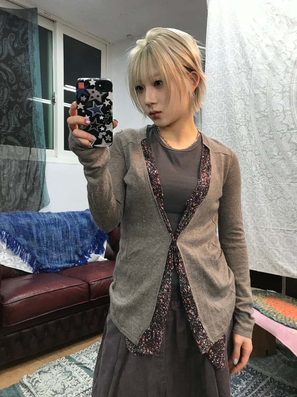 써스데이아일랜드 여성 플라워패턴 가디건 상품이미지1