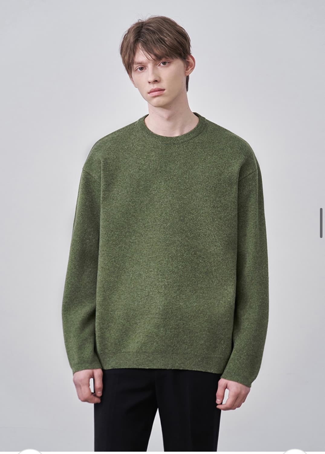 (새상품)(M) 드로우핏 울 소프 PBT 라운드 니트 GREEN 판매 상품이미지4