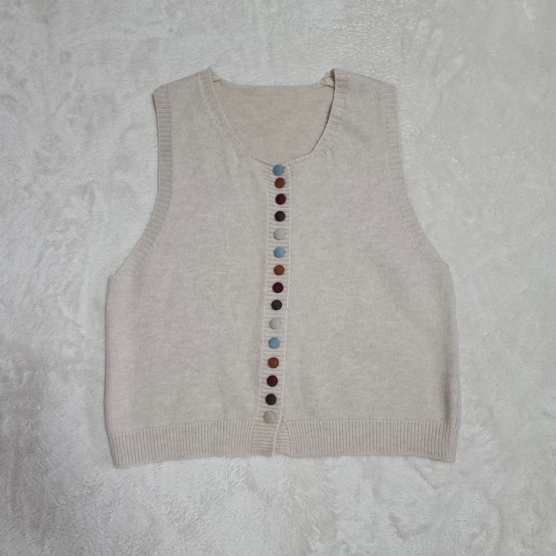 (OS)여성 컬러 단추 니트 베스트 조끼 상품이미지1