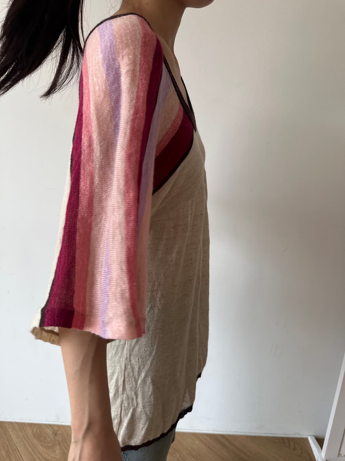 빈티지 멀티 컬러 스트라이프 리본 튜닉 상품이미지2
