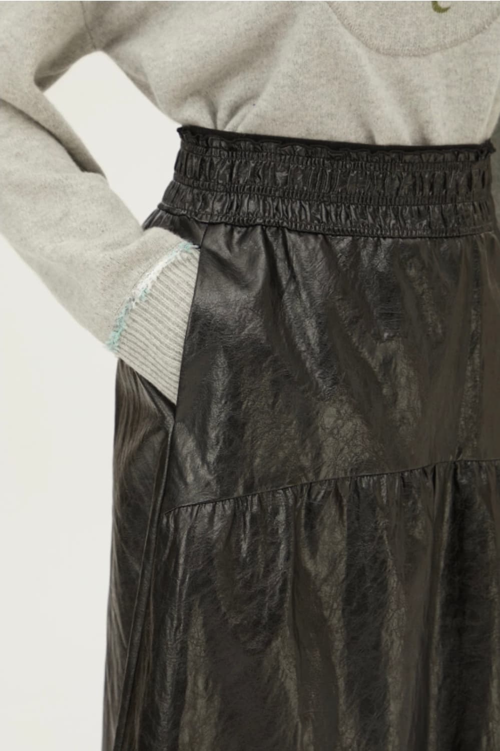 BENETTON 볼륨 레더 밴딩 롱 스커트 42 상품이미지2