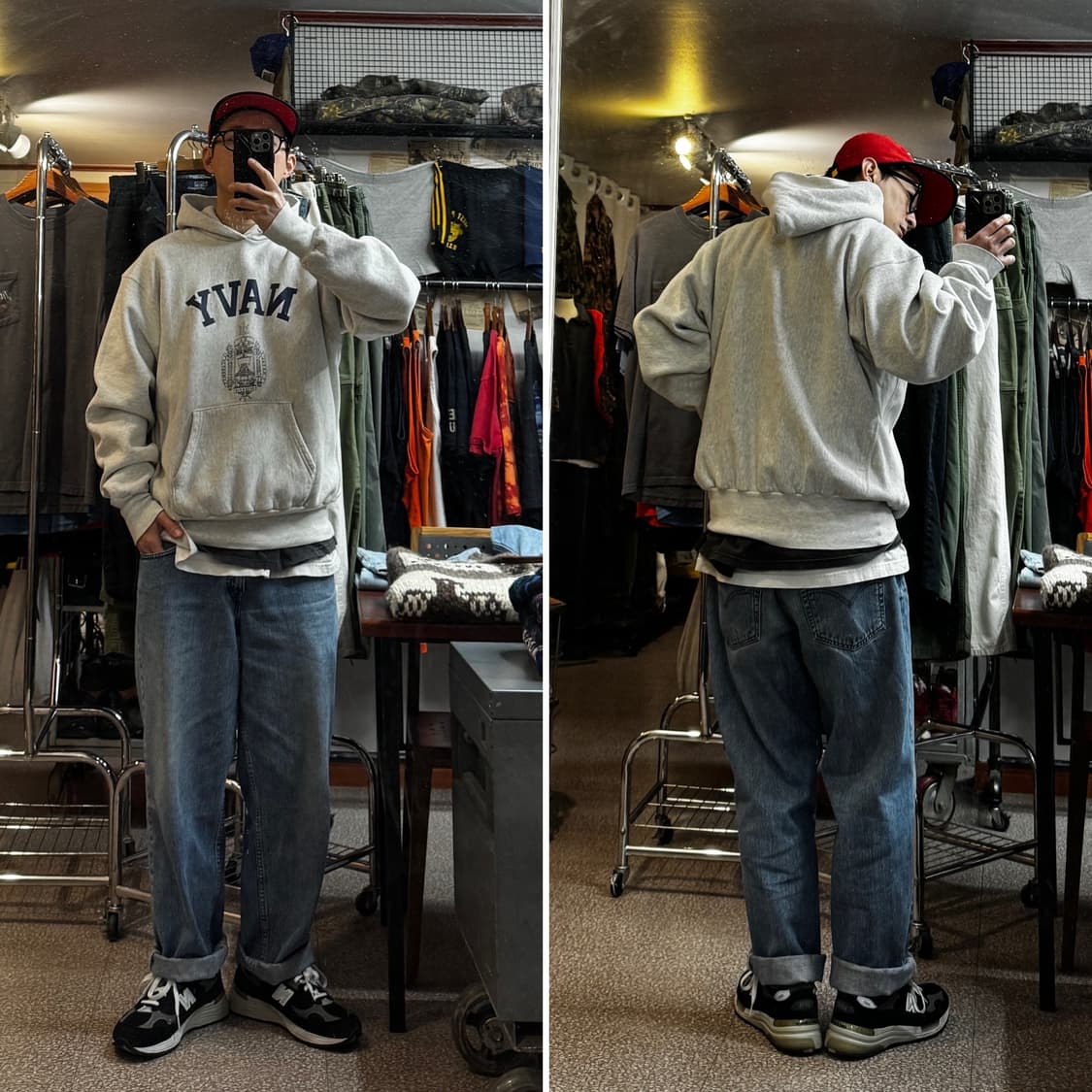 90s Naval Academy Reverse weave Hoodie 상품이미지2