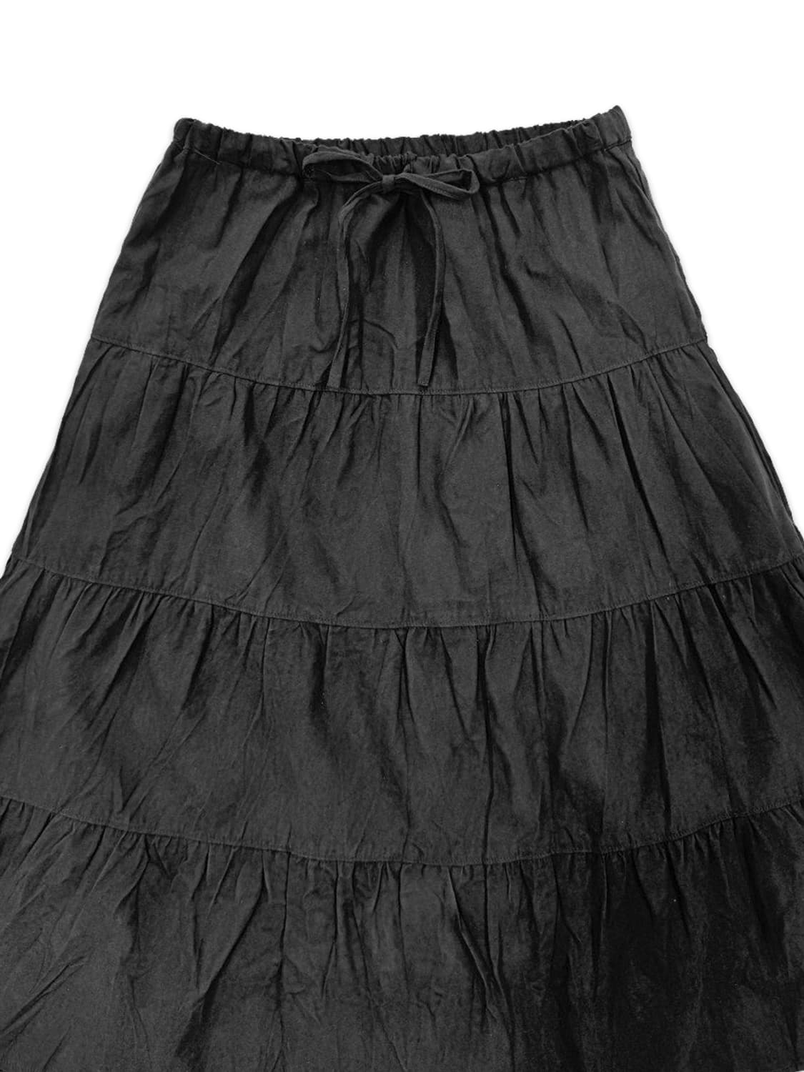 빈티지 블랙 스웨이드 리본 플리츠 미디 스커트 상품이미지3