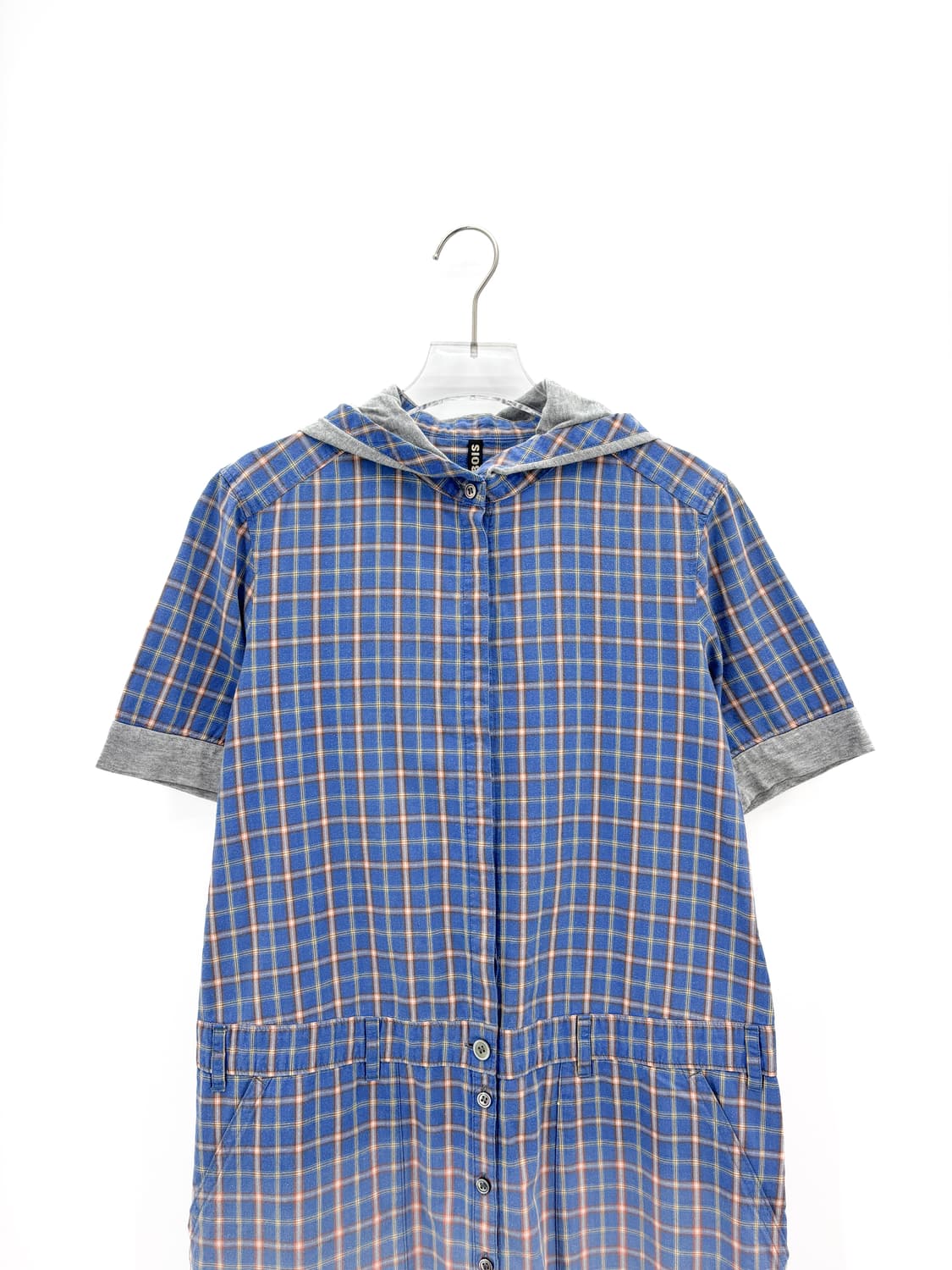 FRAPBOIS 체크 반팔 후드 원피스 자켓 상품이미지2