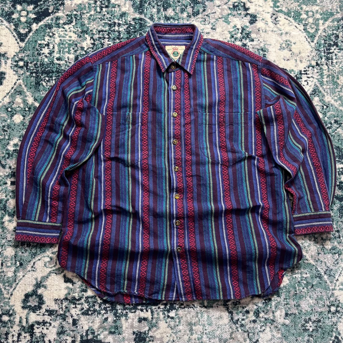90s Th.usa terain 웨스턴 무드 스트라이프 셔츠(XL) 상품이미지2