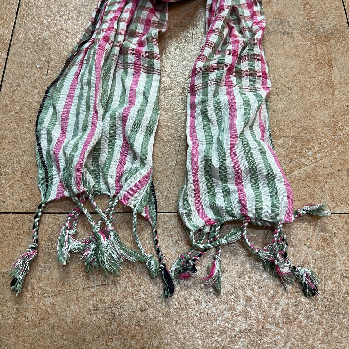 빈티지 핑크그린 체크 머플러 목도리 상품이미지3