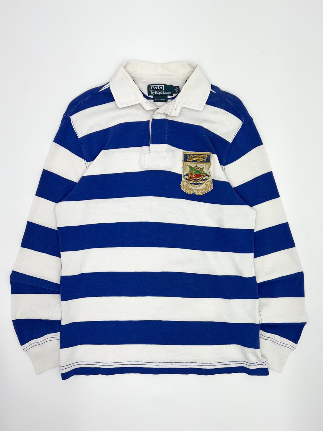 00s 폴로 랄프로렌 블루 스트라이프 로고 와펜 프레피 럭비티 상품이미지1