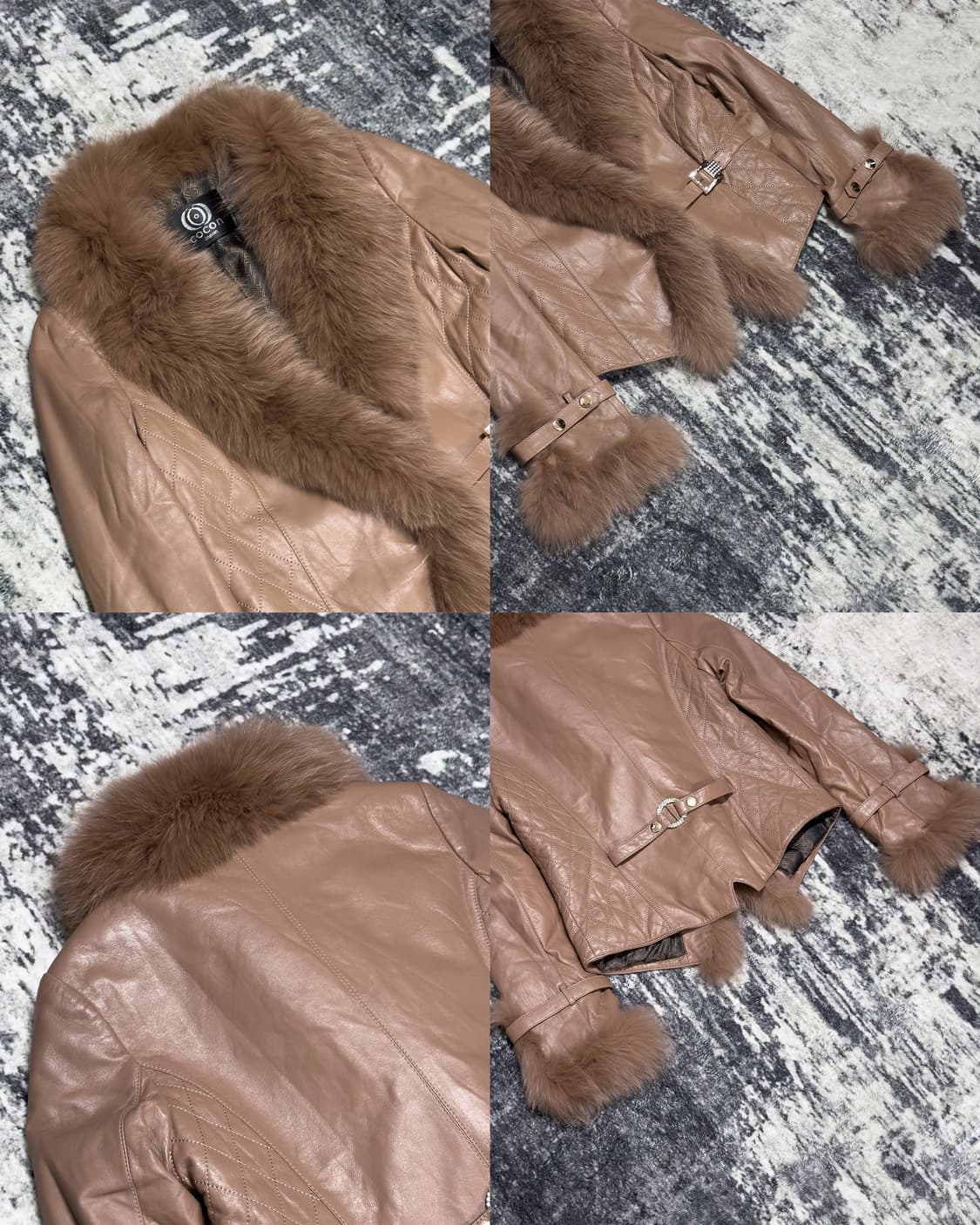 {Unknown} Rabbit Fur Leather Jacket 상품이미지4