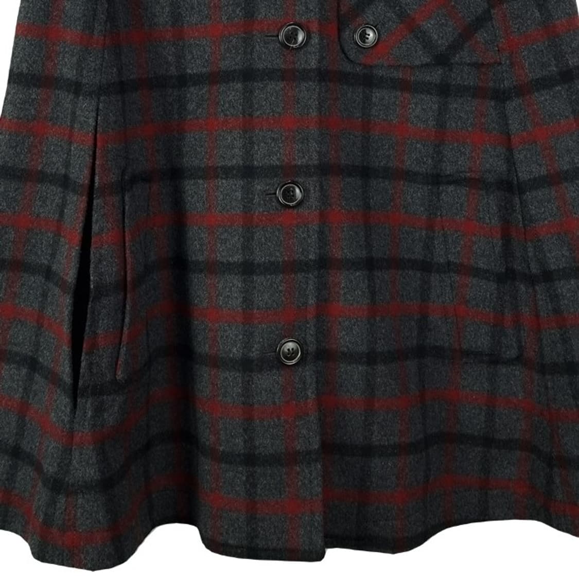 키이스 런던 모직 체크 케이프 코트 챠콜 M19792 상품이미지5