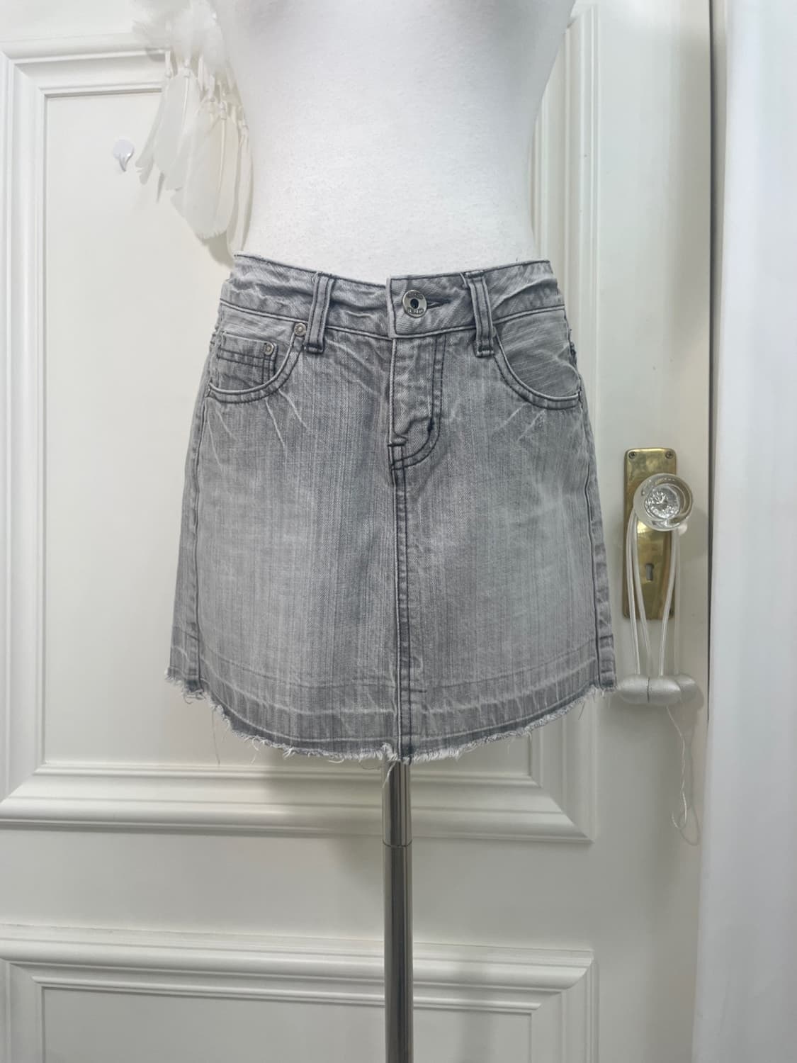 gray washing denim mini skirt 상품이미지5