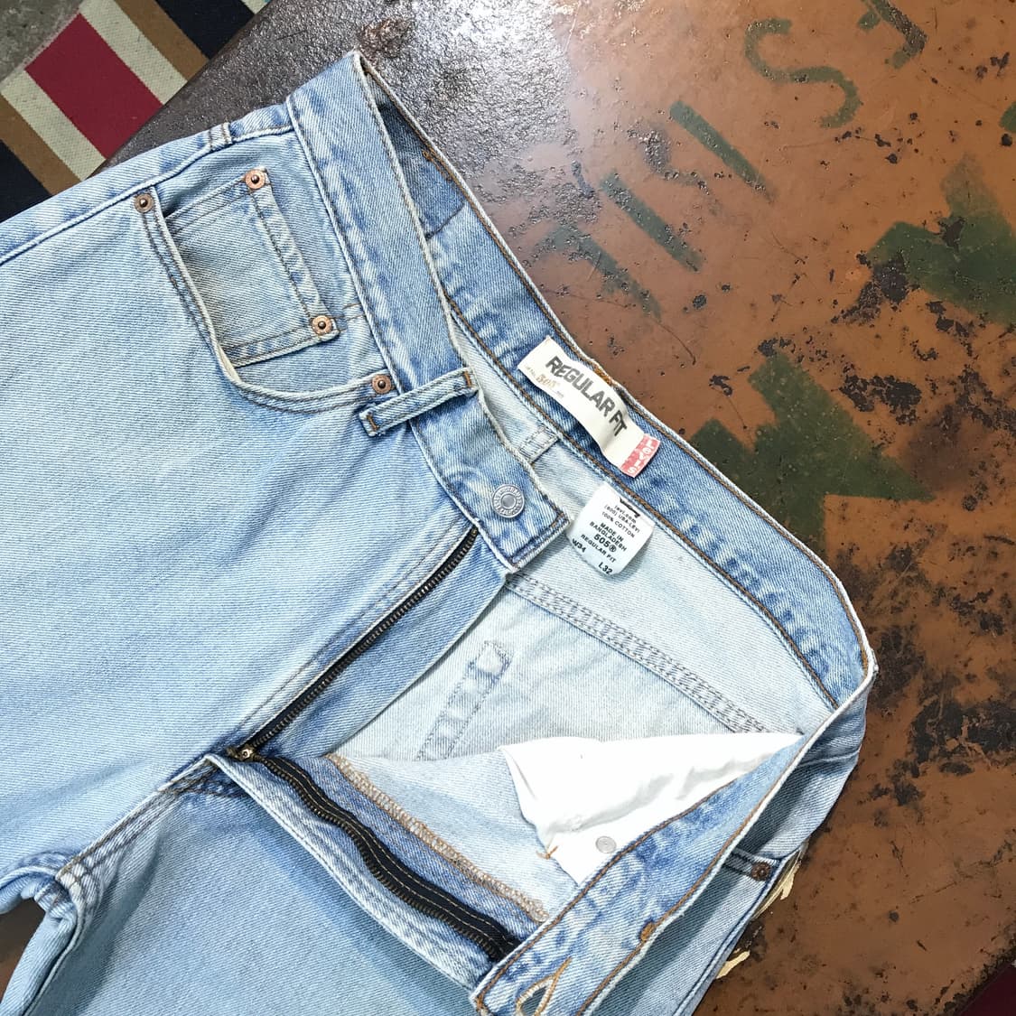 리바이스 505 연청 데님 팬츠 허리 32 사이즈  상품이미지5