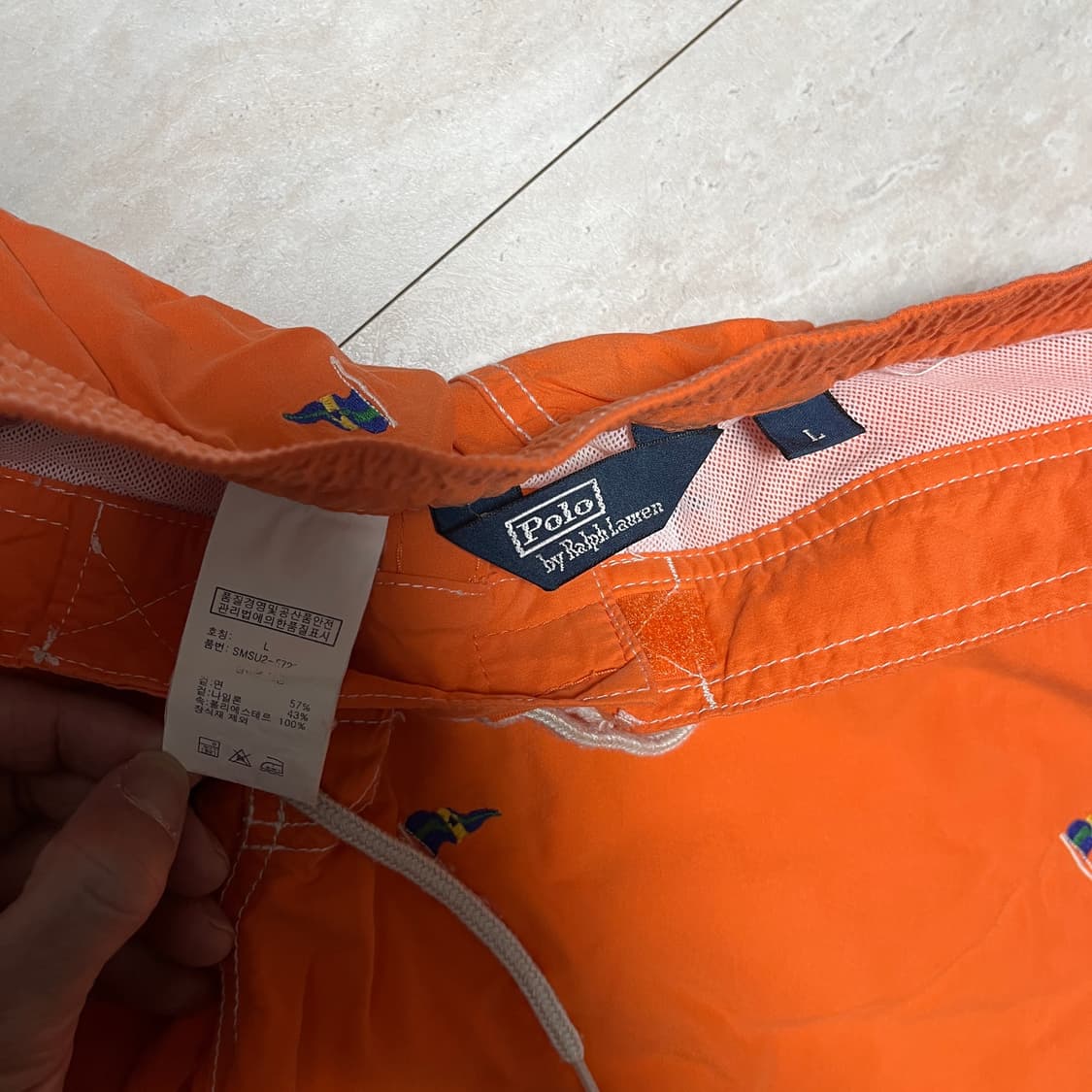 POLO 폴로 랄프로렌 오렌지 자수 수영복 L  상품이미지3