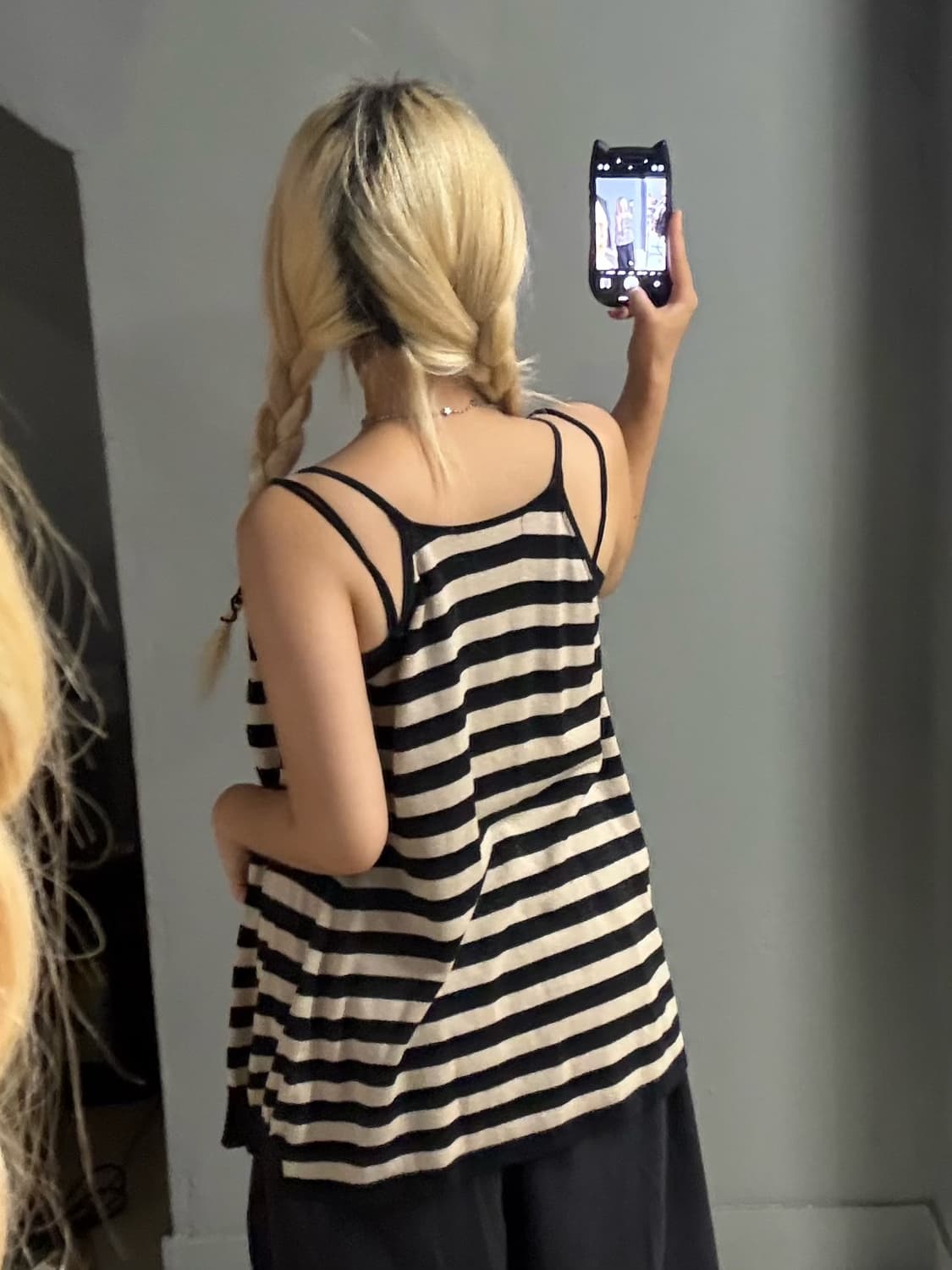kawaii stripe pattern sleeveless 상품이미지3