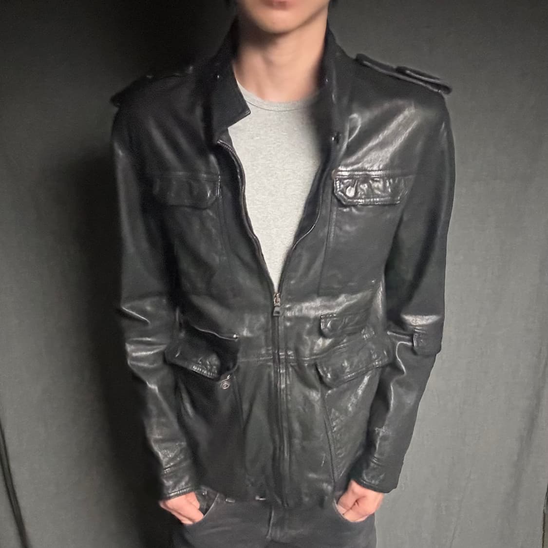 lamb skin pocket leather jacket 상품이미지4