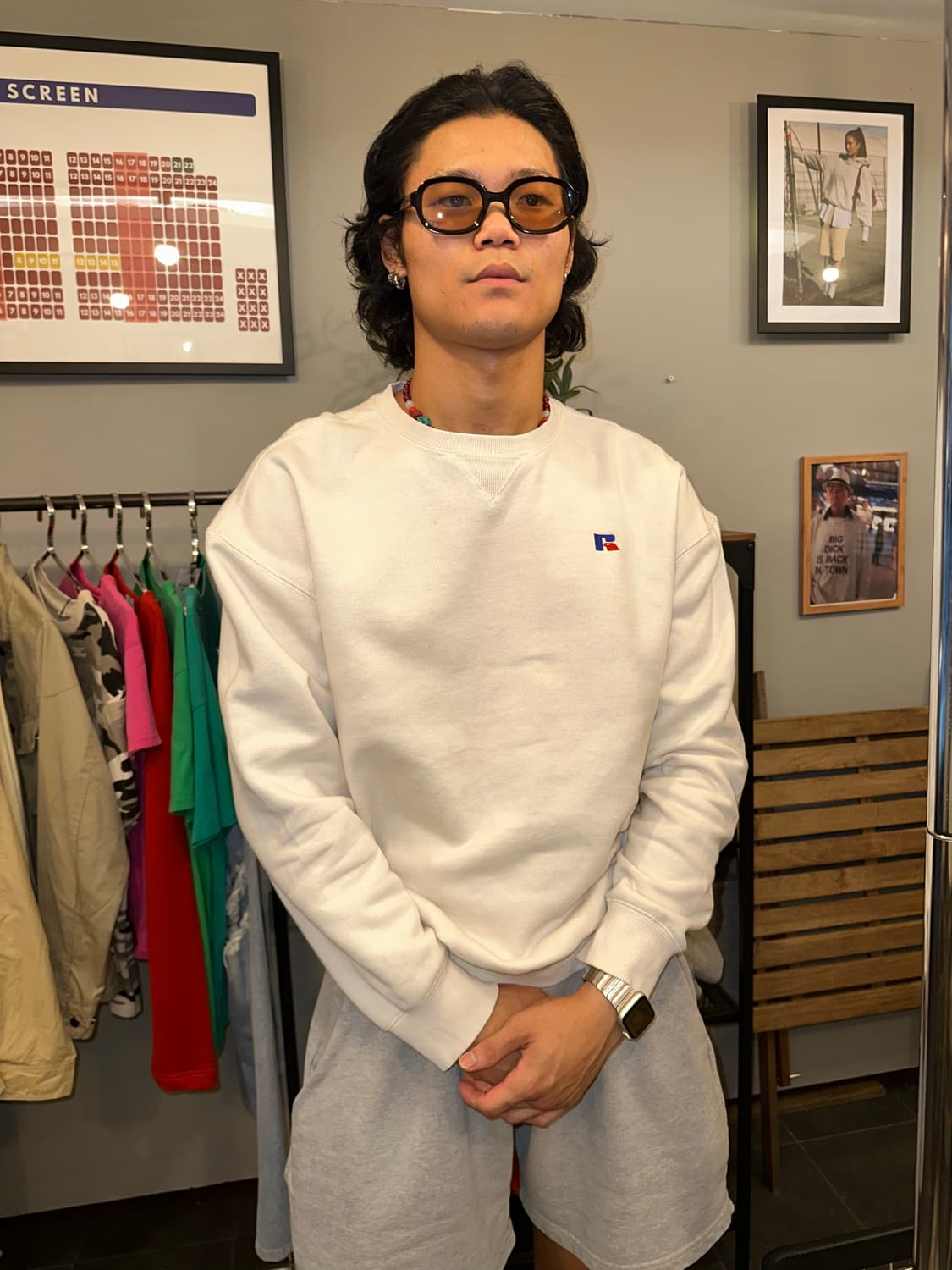 00’s Russell Athletic white logo sweat 상품이미지1