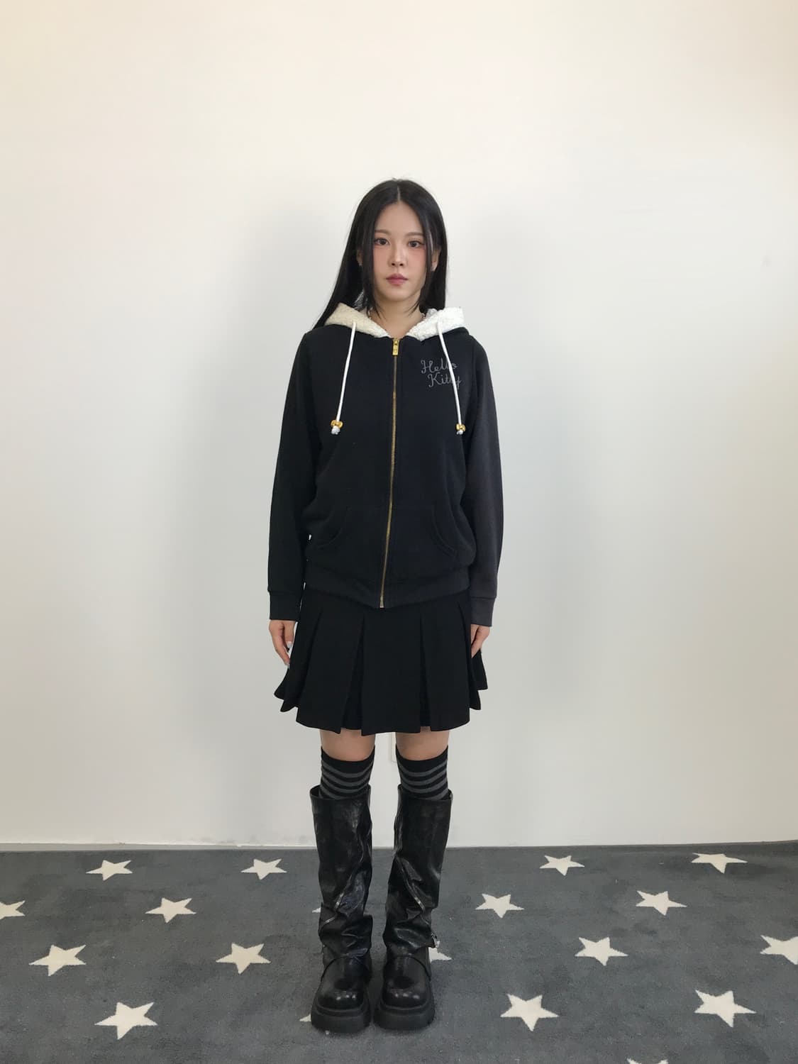 Hello Kitty Y2k Patch Zip-Up Hoodie  상품이미지2