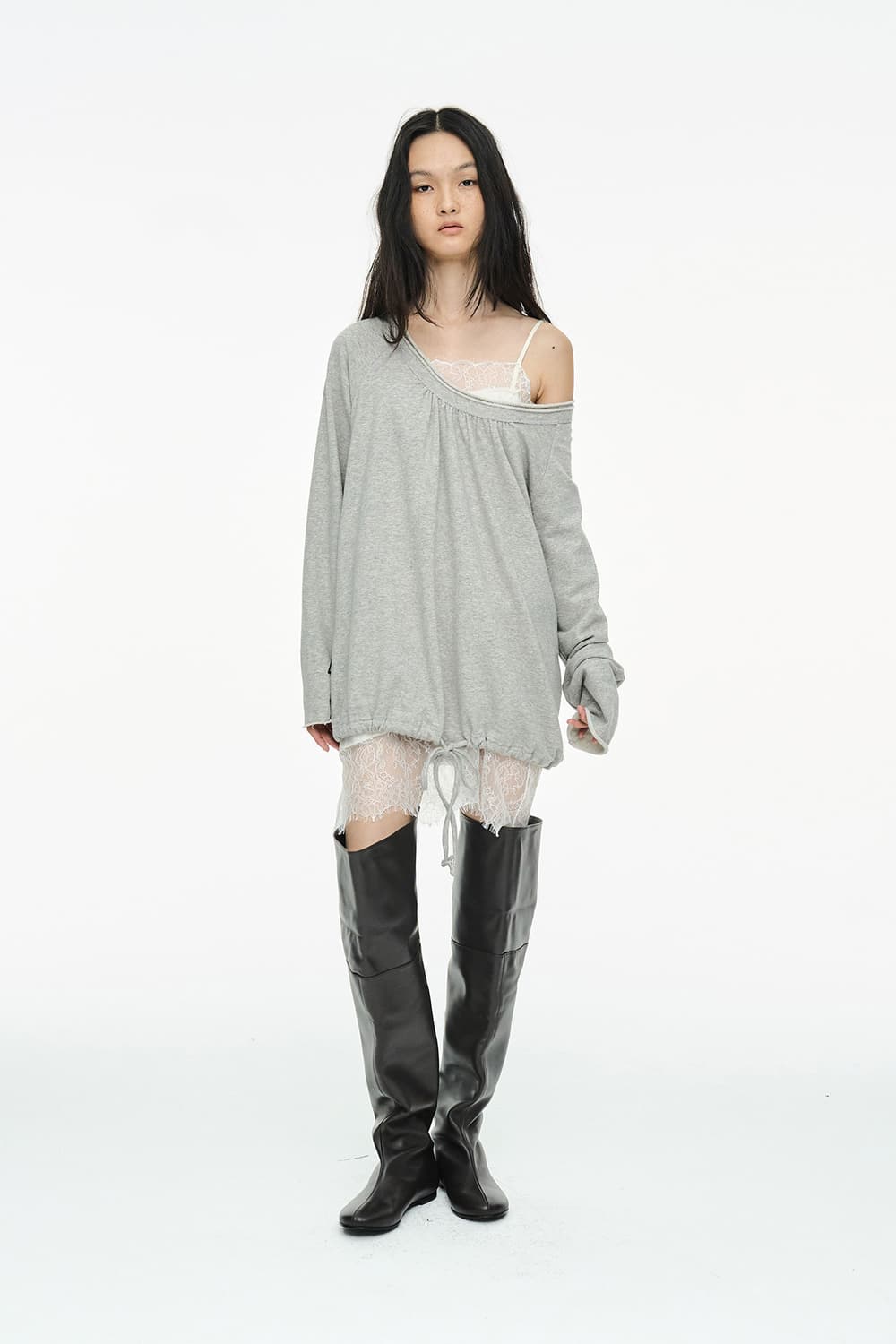 세릭 Round Hem String Top 그레이 상품이미지3