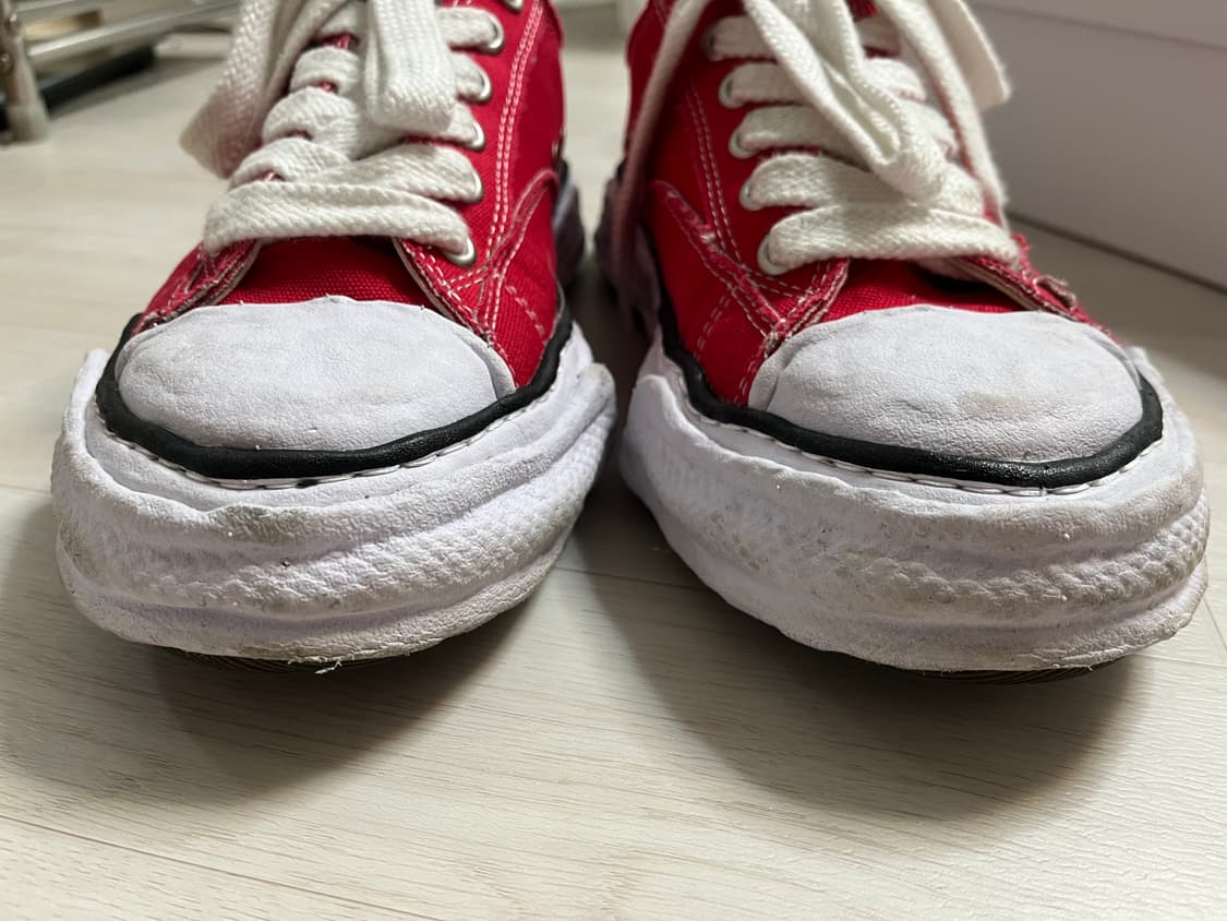 메종 미하라 야스히로 피터슨23 OG 솔 캔버스 로우탑 스니커즈 레드 상품이미지6