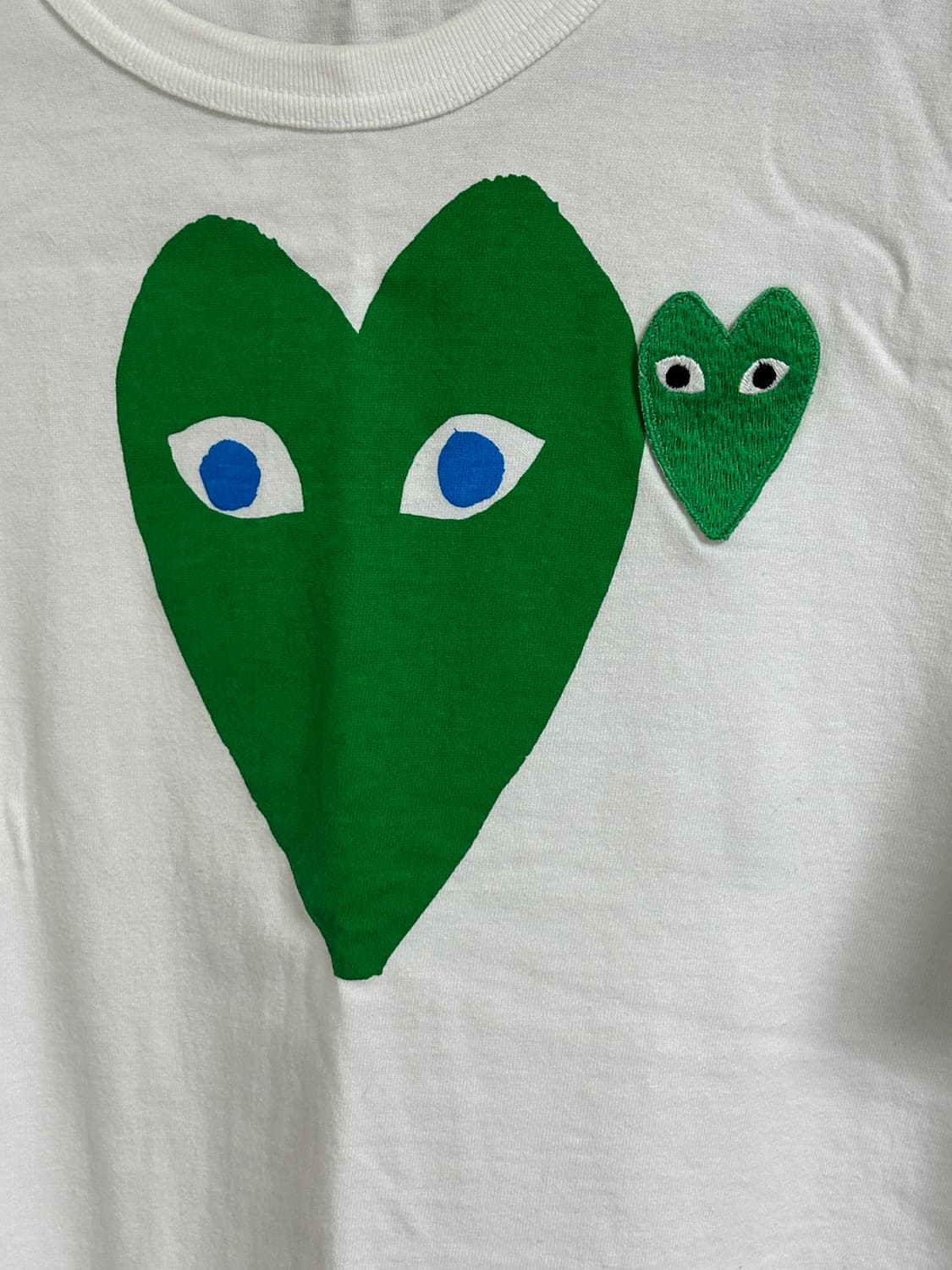 플레이 꼼데가르송 그린 더블 하트 티셔츠 상품이미지4