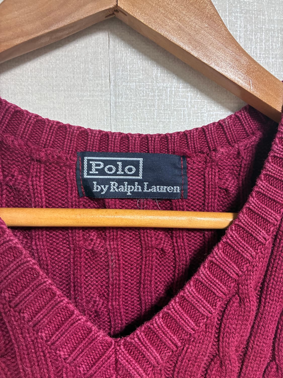 빈티지 폴로랄프로렌 브이넥 베스트 빈티지레드 S 상품이미지3