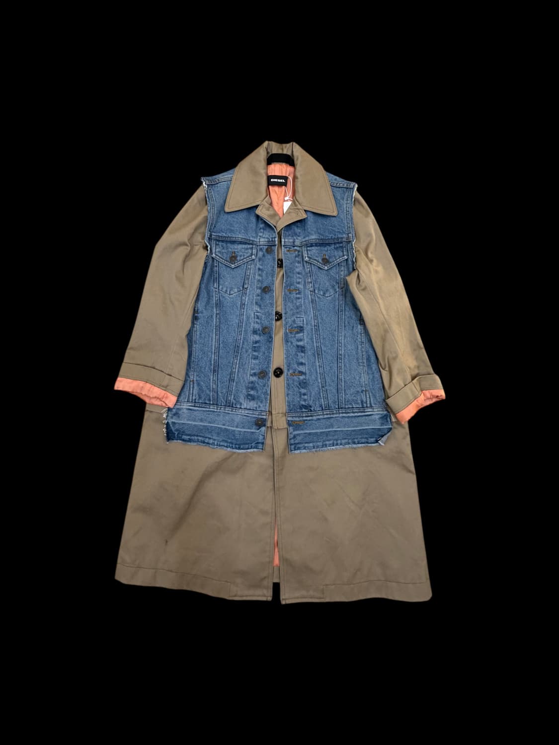 디젤 레이어드 데님 트렌치 코트 상품이미지1