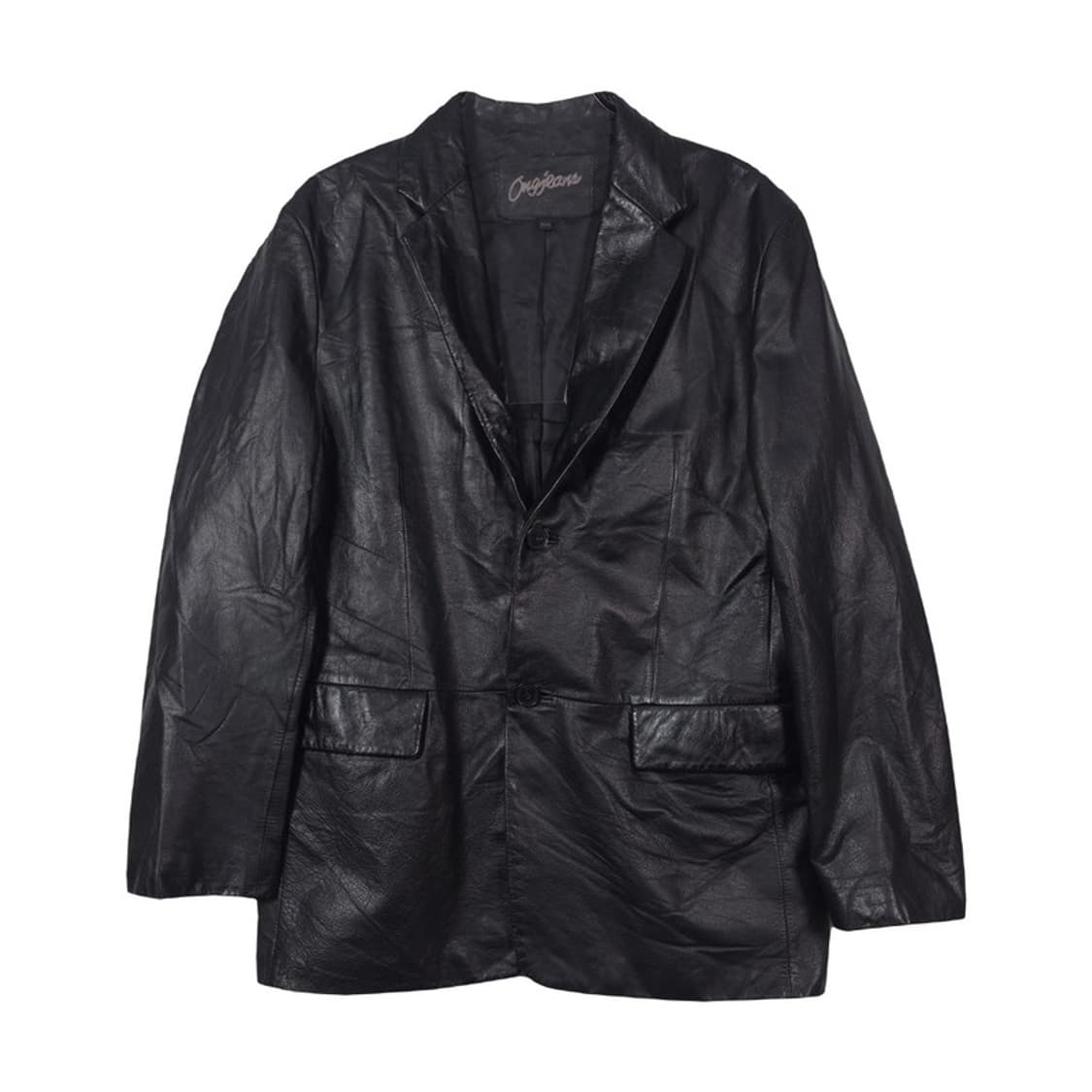 옹진스 리얼 소가죽 미니멀 투버튼 레더 블레이저 L 상품이미지1