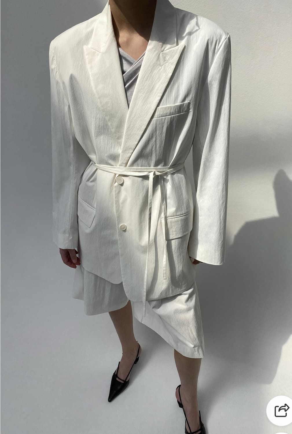 새상품) 드래곤블루스 드라이 터치 박시 싱글 스트랩 자켓 M 아이보리 상품이미지3