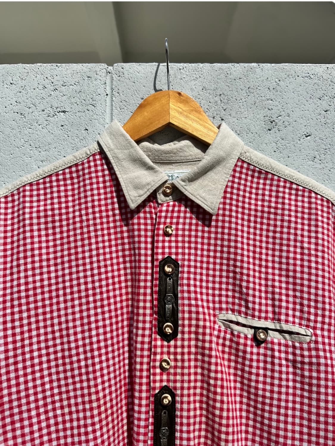 트라흐텐 레드 깅엄 체크 셔츠 상품이미지2