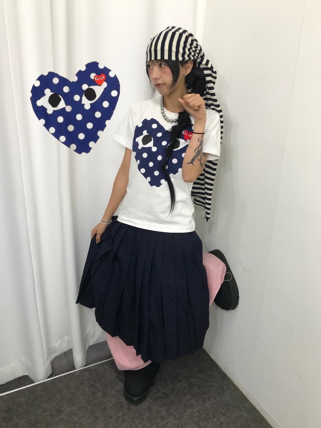  꼼데가르송 더블 도트 하트 프린팅 티셔츠 상품이미지1