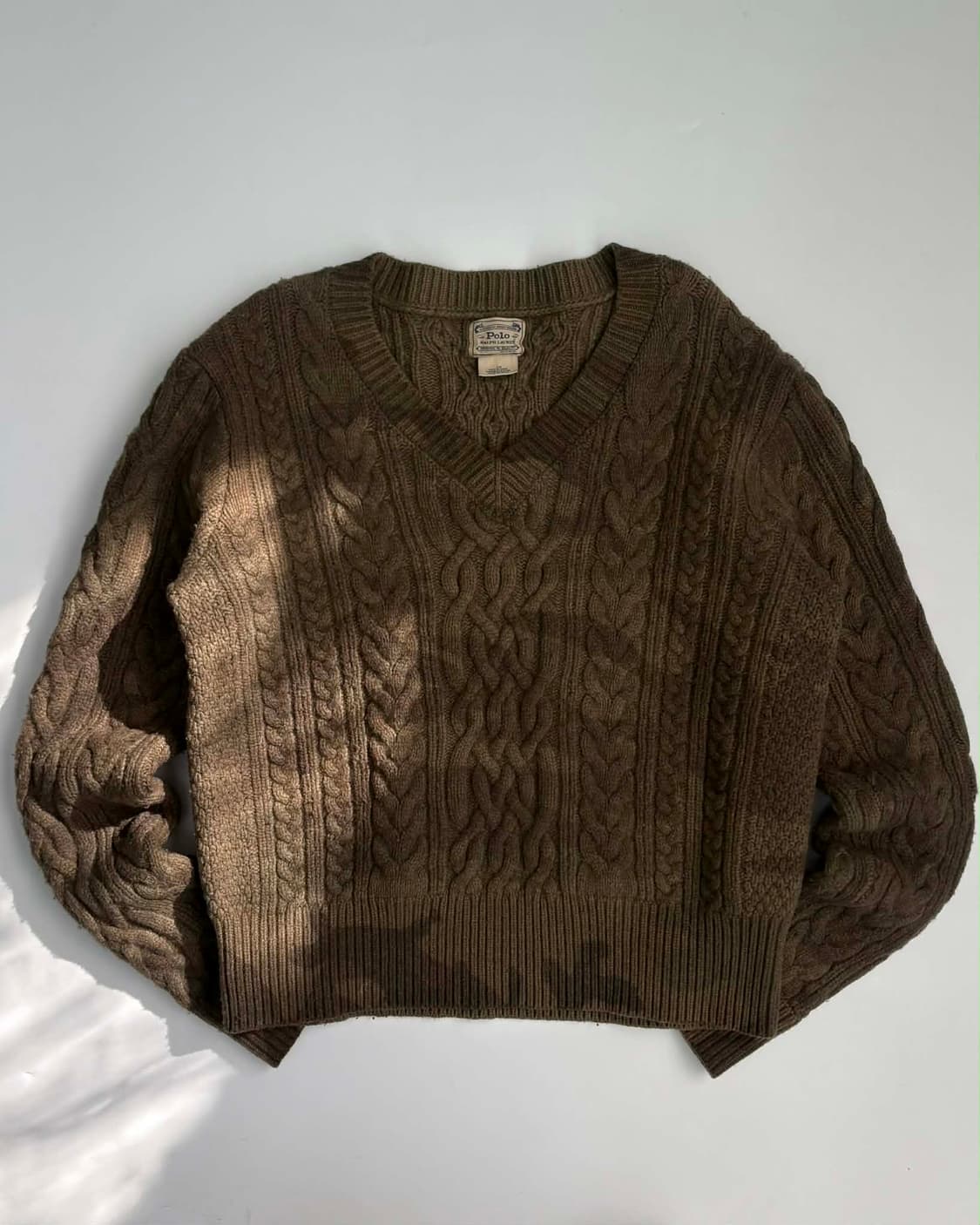 [L] 폴로 랄프로렌 피셔맨 카모 브이넥 울 니트 스웨터 상품이미지1