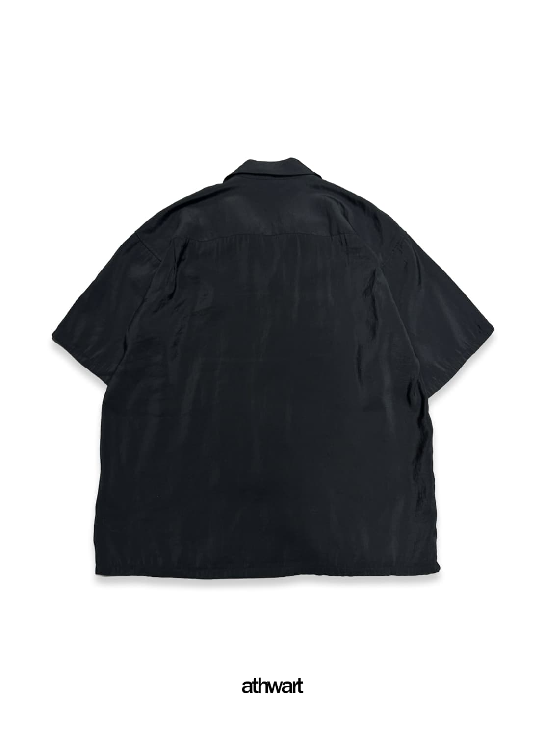 빔즈(BEAMS) 블랙 레이온 오픈 칼라넥 반팔 셔츠 상품이미지2