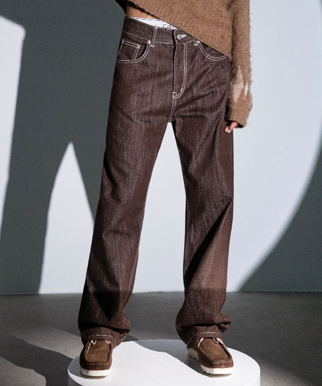 어반드레스 빈티지 레인 데님 팬츠 청바지 브라운 XL 상품이미지1