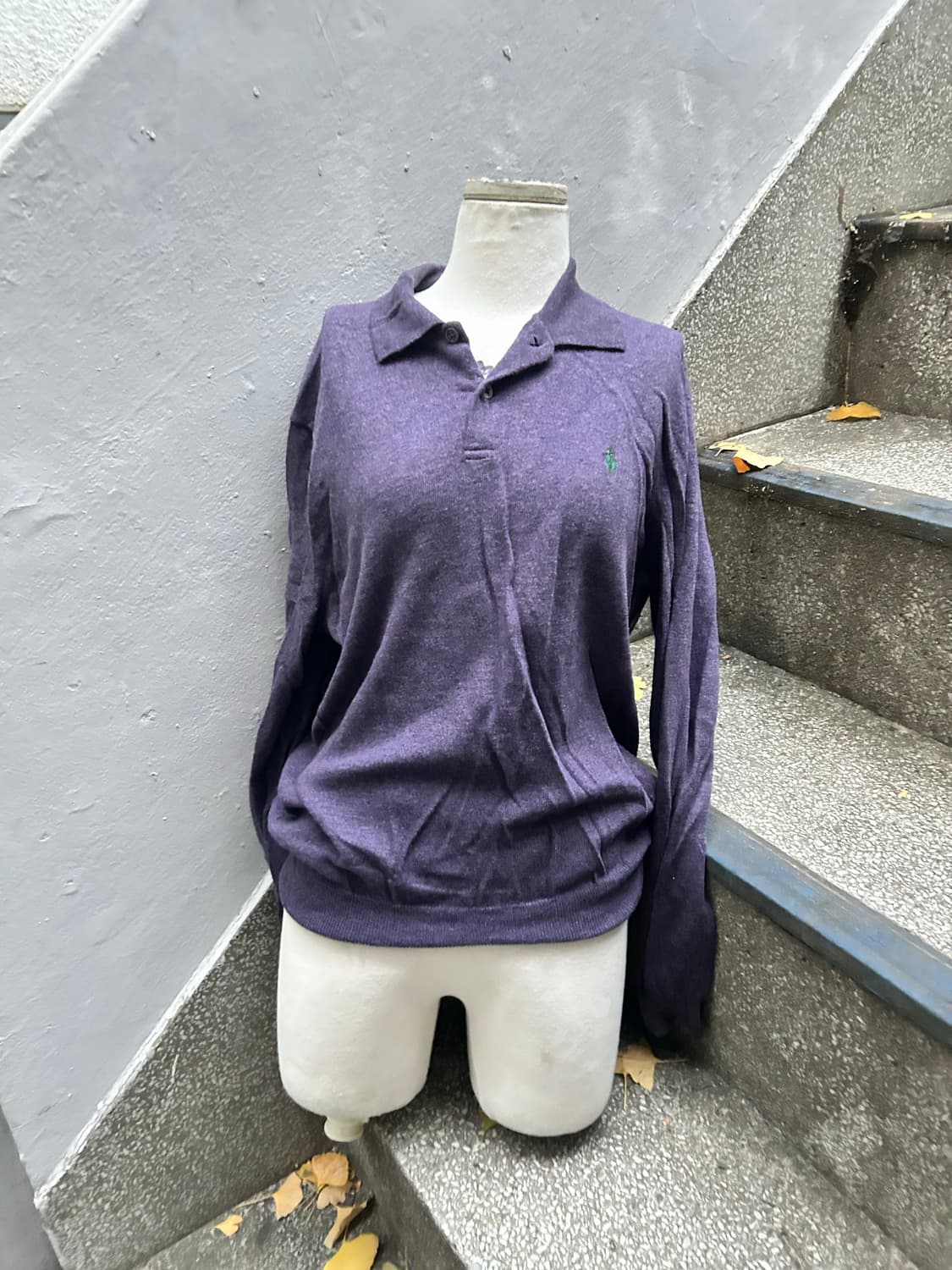 2000s VTG 폴로 polo 딥 퍼플 포니 카라 메리노울 니트 상품이미지6