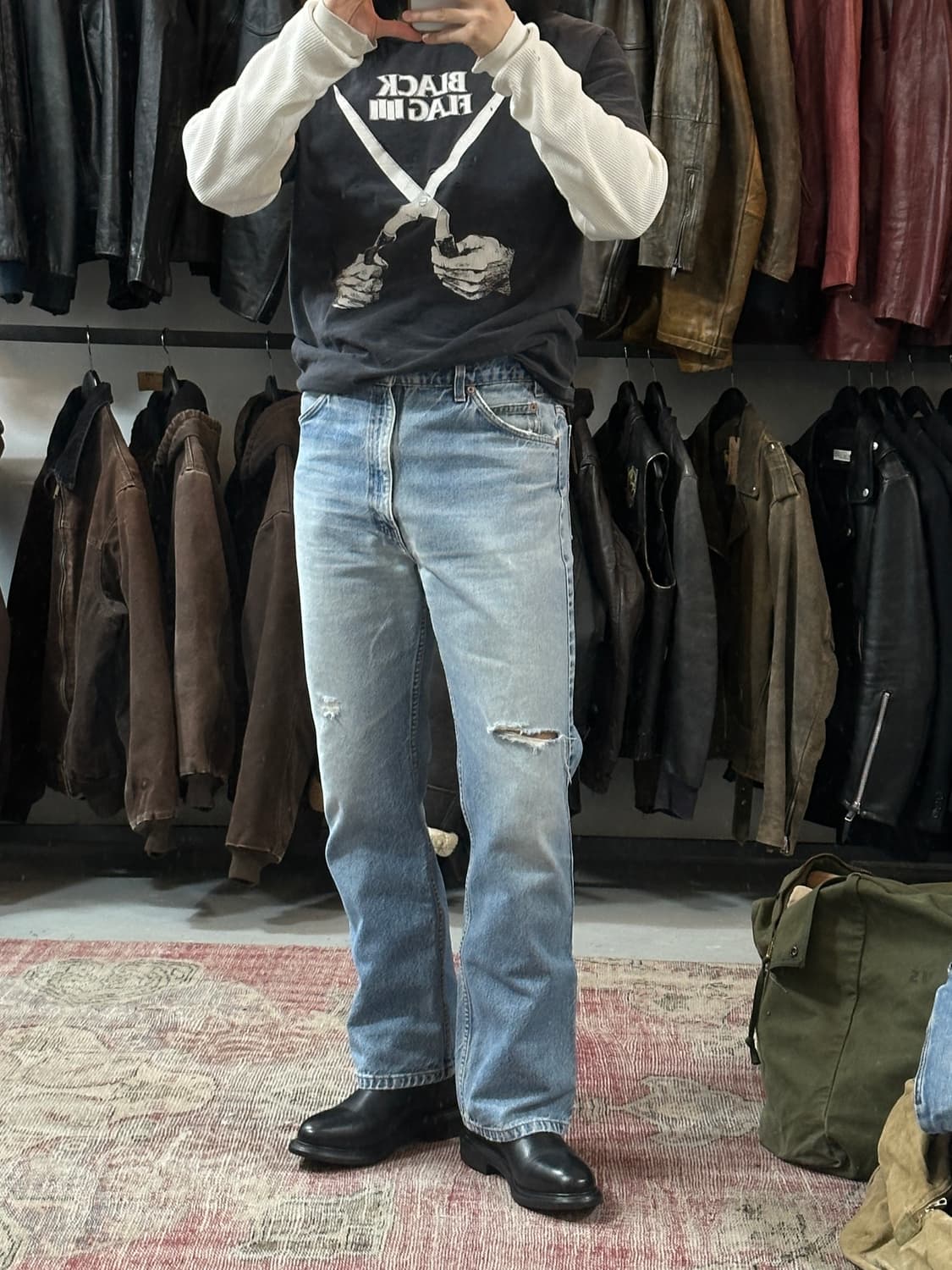 90's 빈티지 리바이스 517 오렌지탭 부츠컷 데님 플레어진 상품이미지2