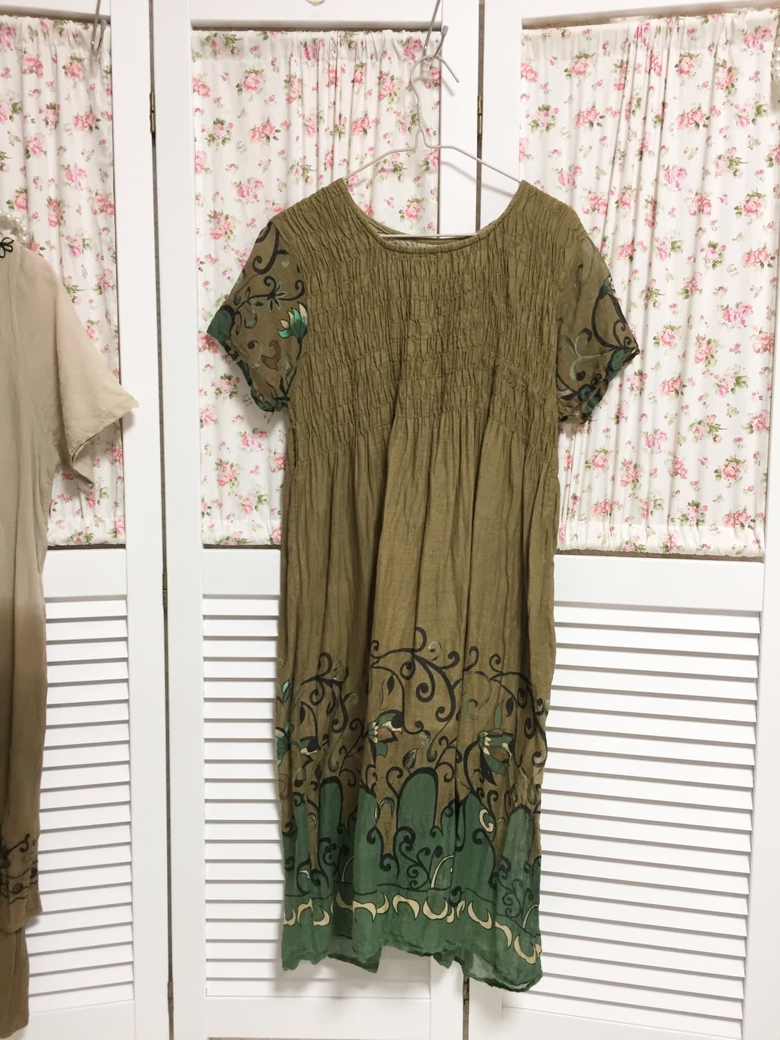 빈티지 히피에스닉 카키 블라우스 상품이미지1