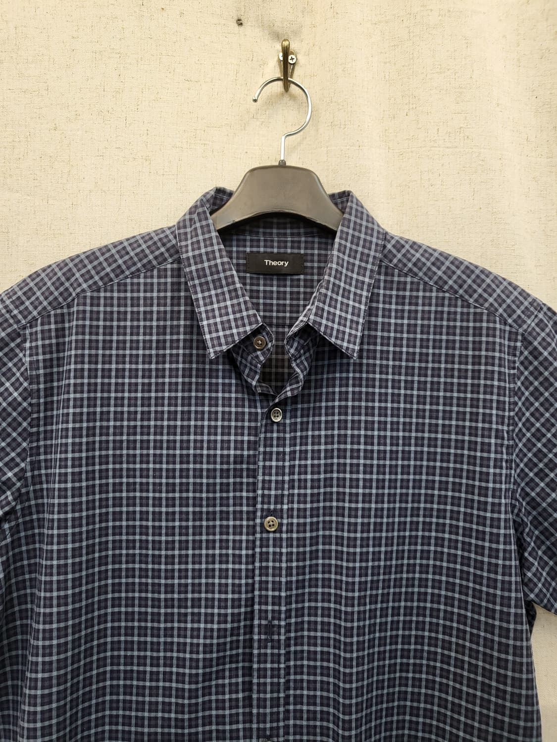 Theory 남성 체크 반팔 셔츠 상품이미지3