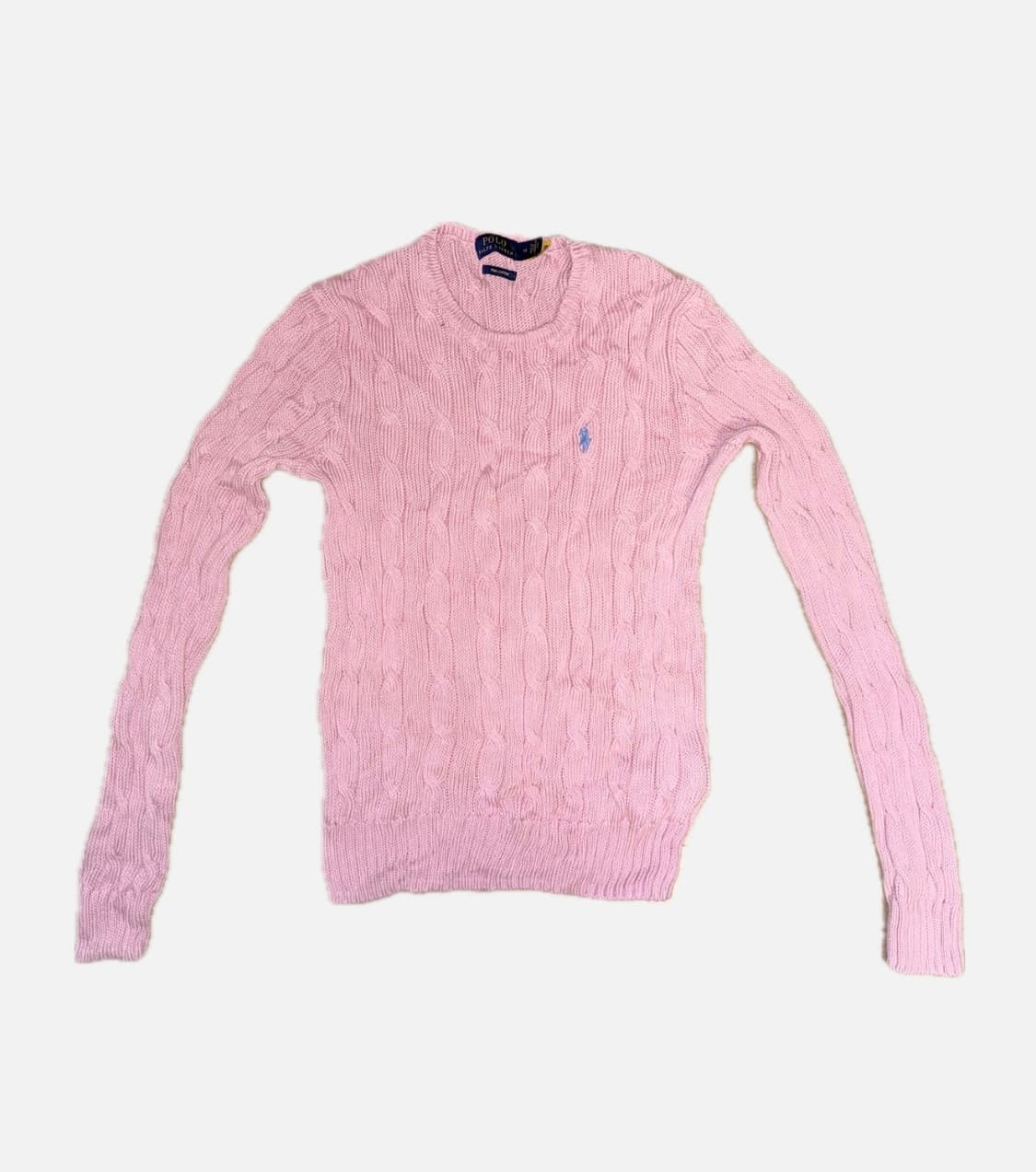 폴로 랄프로렌 케이블 니트 코튼 크루넥 스웨터 M / 카라멜 핑크 상품이미지1