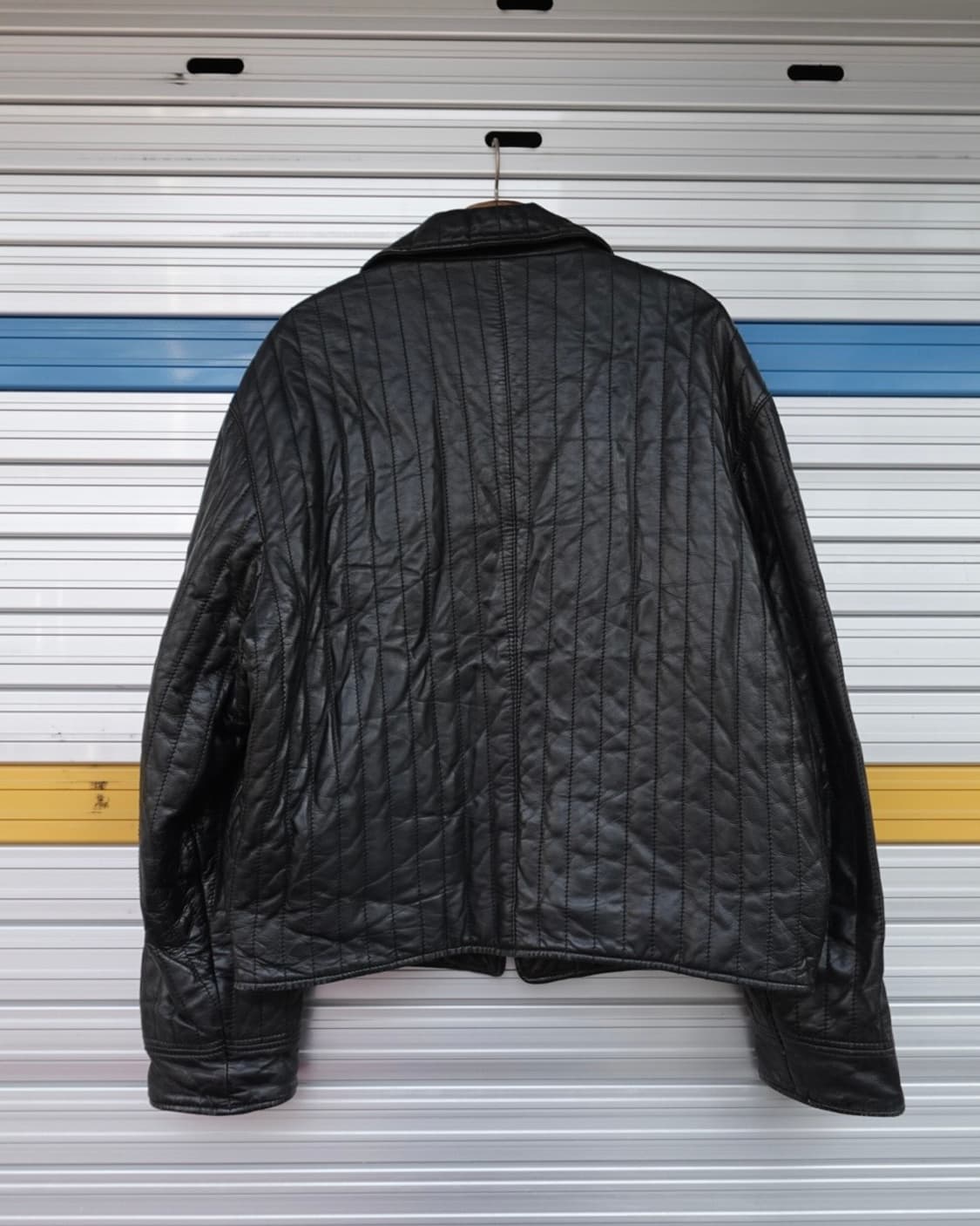 90s VERRI 패널 퀼티드 레더 블루종 (MADE IN ITALY) 상품이미지4