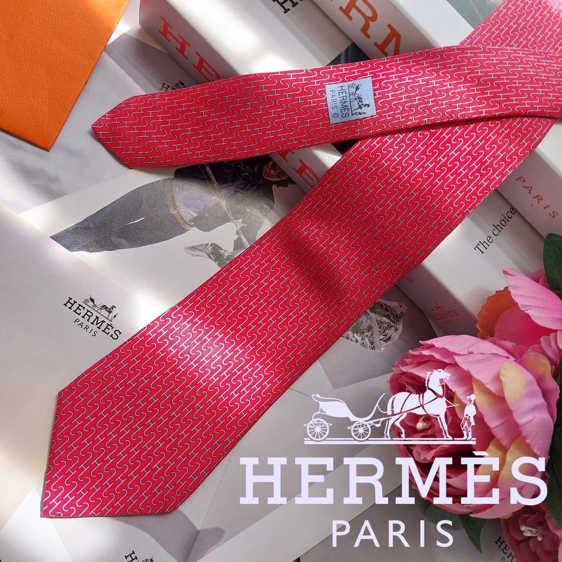 에르메스 실크 진핑크 H모티브 패턴 넥타이 8cm A+등급 K2591
 상품이미지1