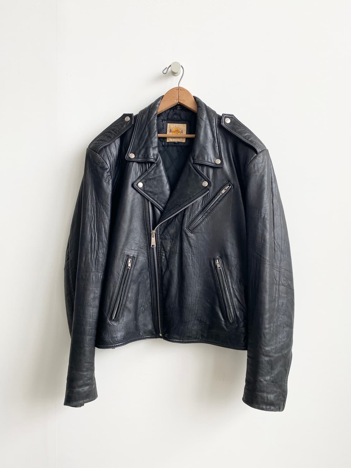 90‘s 하드락 카페 램스울 레더 라이더 자켓 상품이미지1