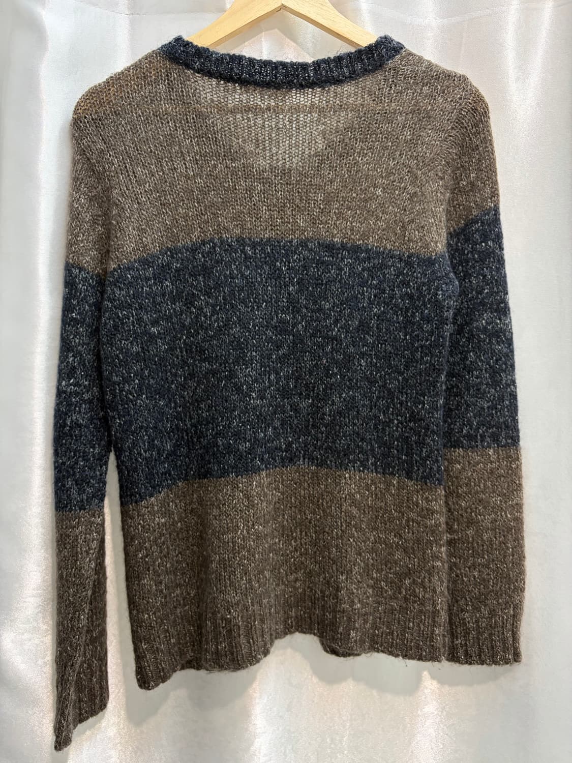 브라운 배색 가디건 모헤어45% 상품이미지5